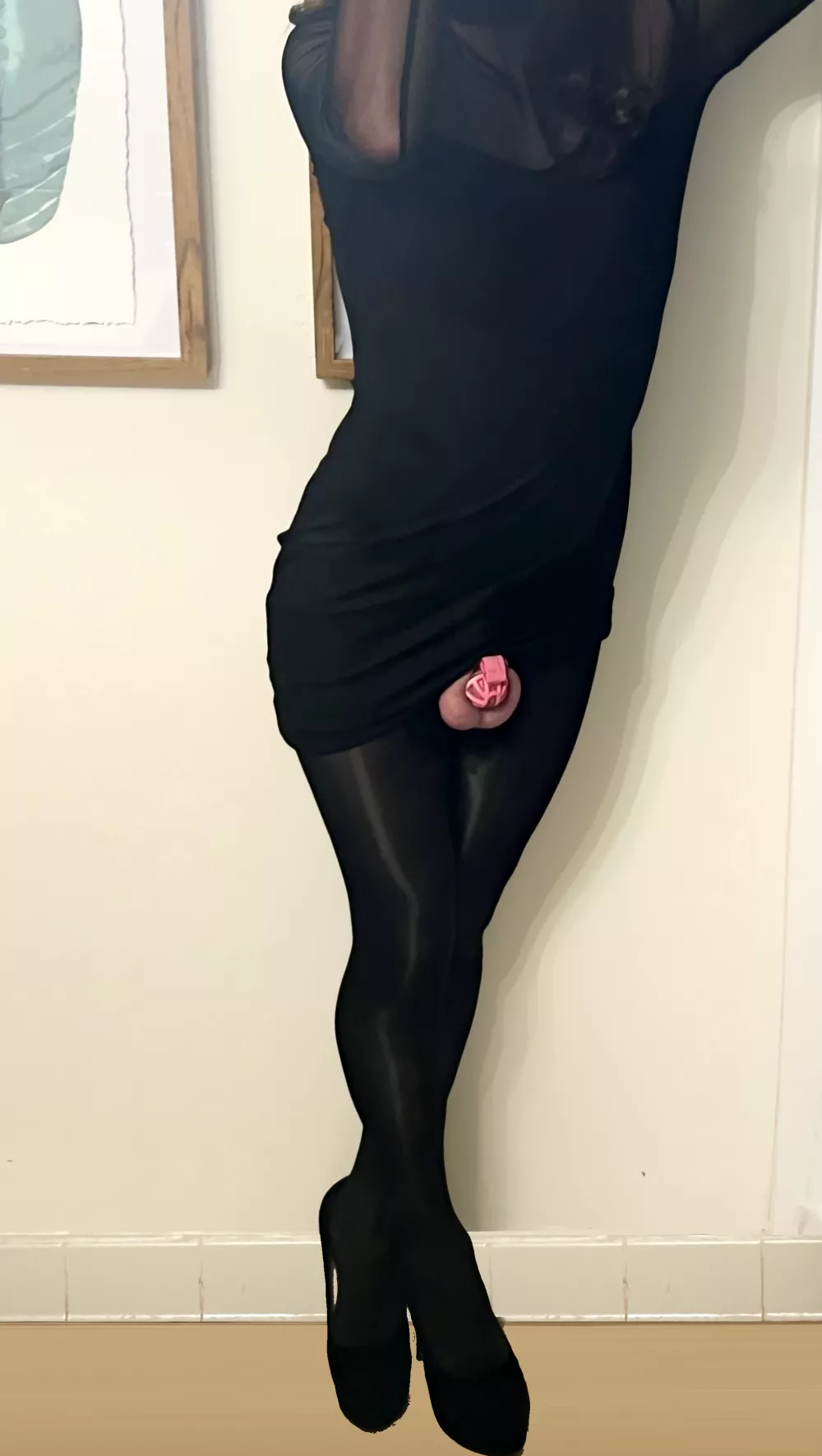 Little Black Dress & Little Pink Chastity Cage