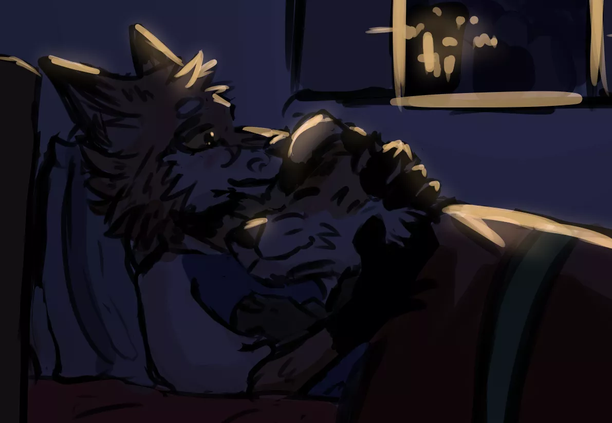 little cuddle before sleep :P | art by me