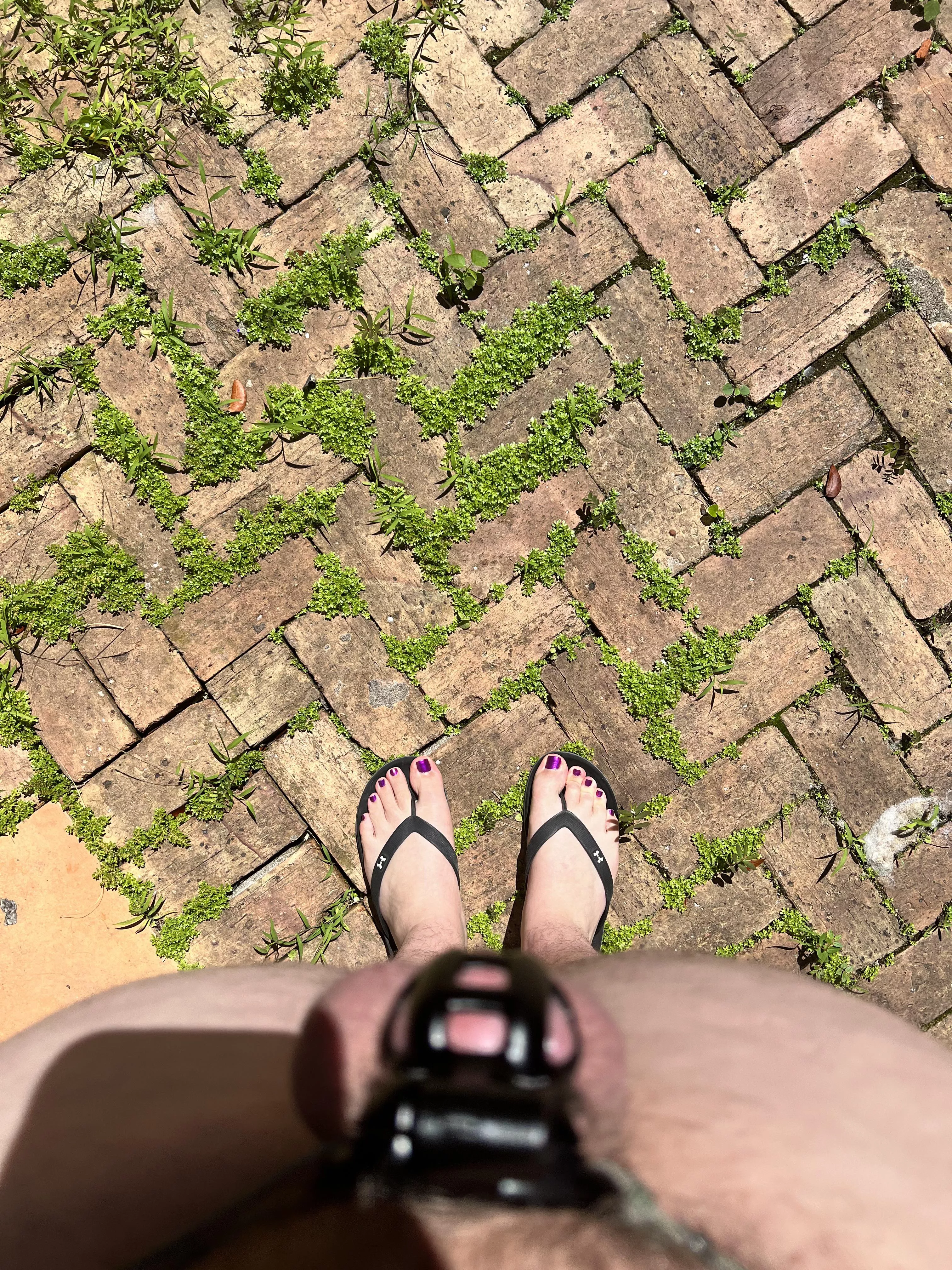 Locked up outside with purple toes