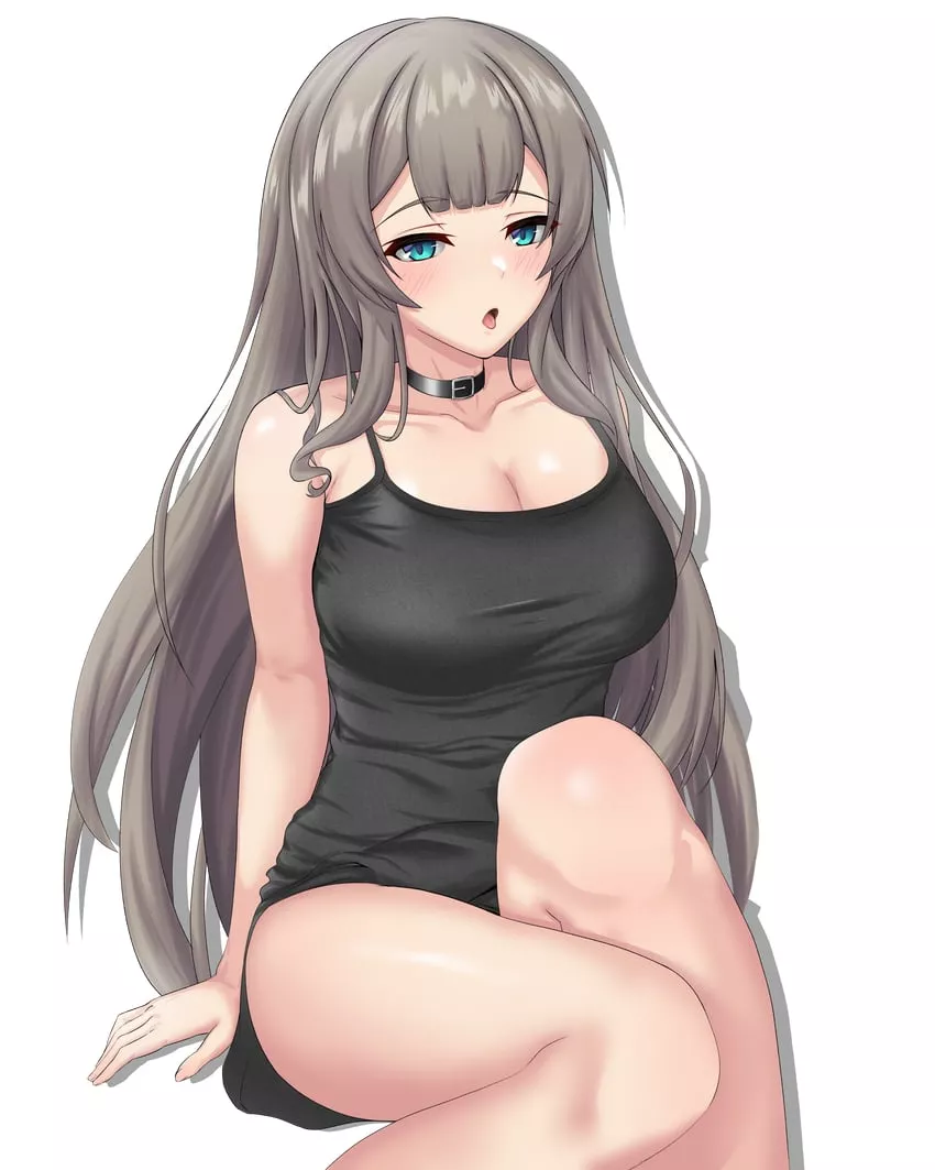 long hair, choker and pretty thighs!