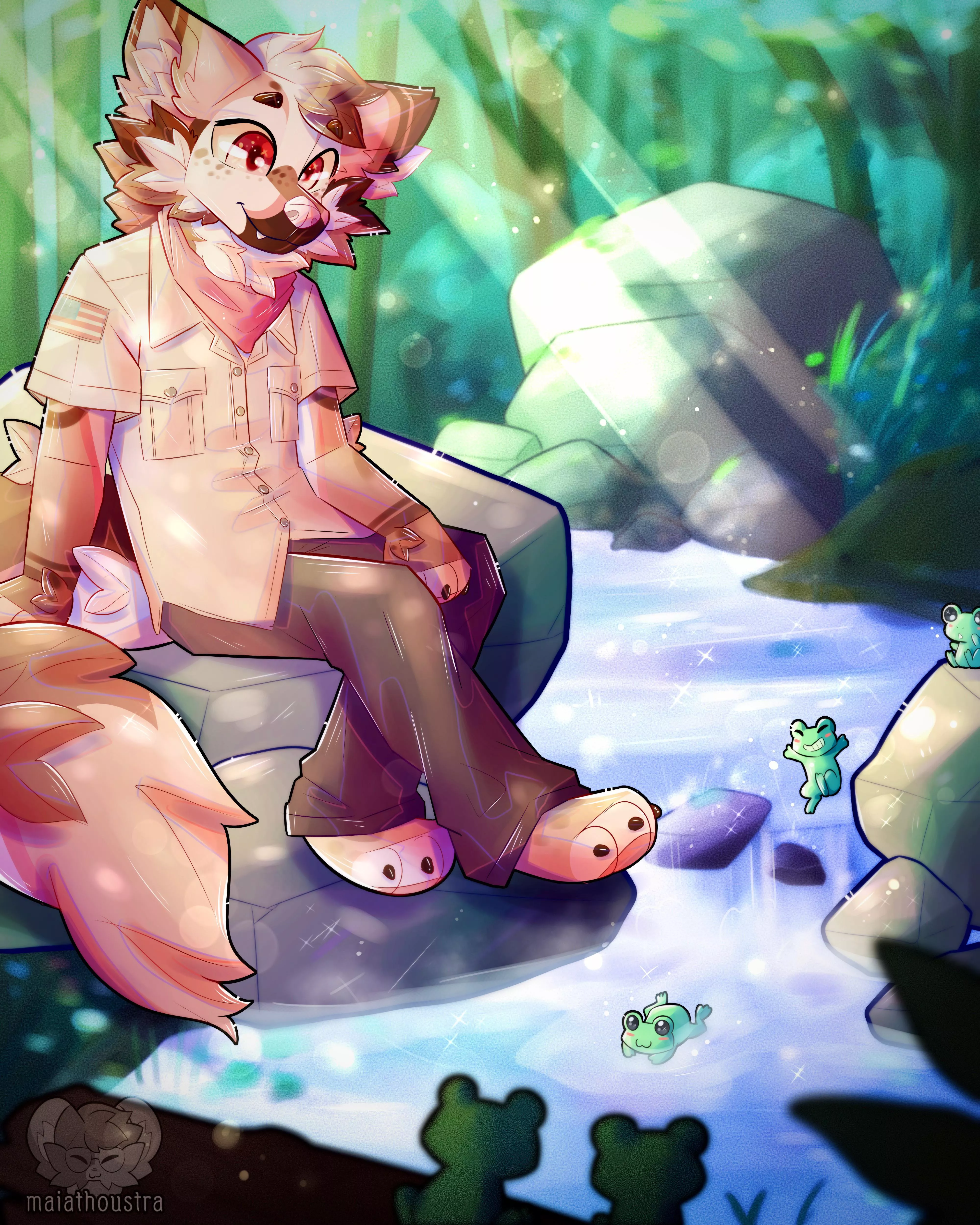 Looking at the frogs ~ commission for Subject, art by me @maiathoustra