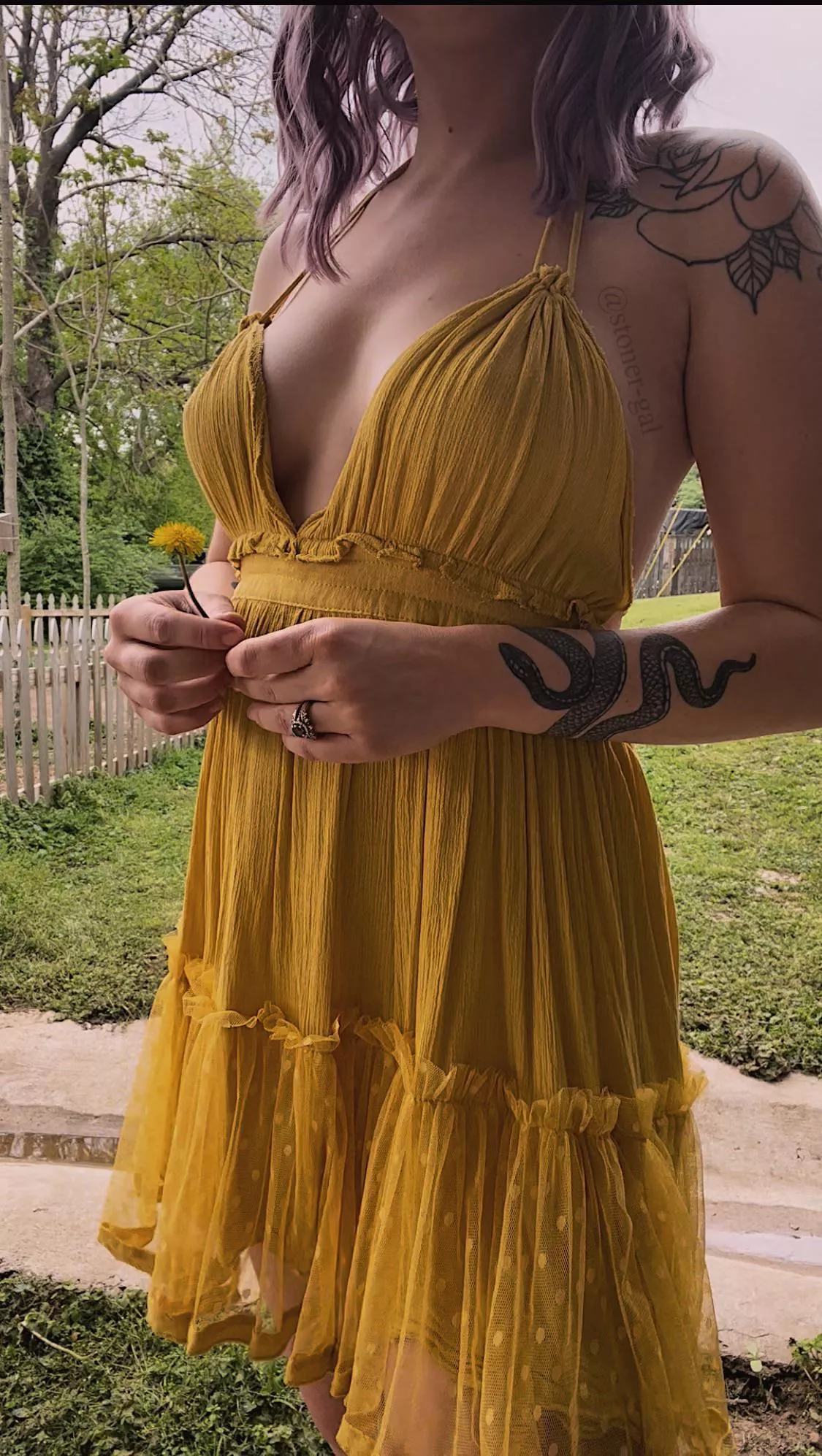 love the way this little sundress hugs my curves, no bra needed ðŸ’›