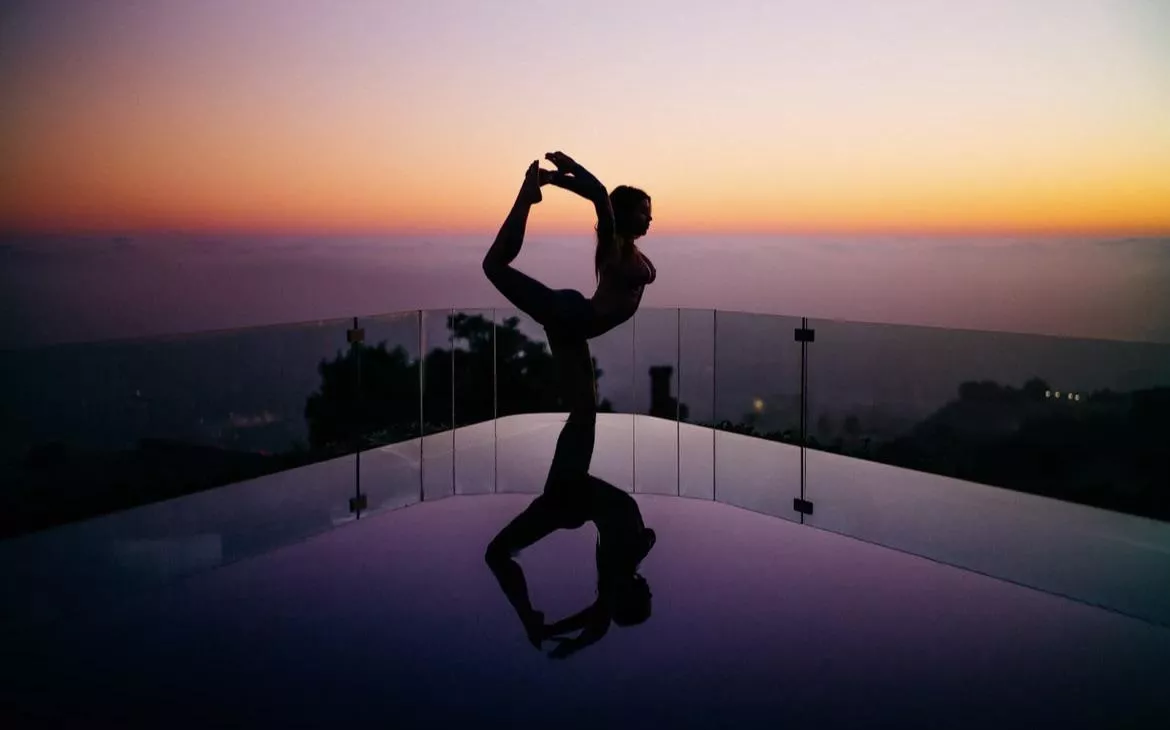 Lovely sunset dancer pose