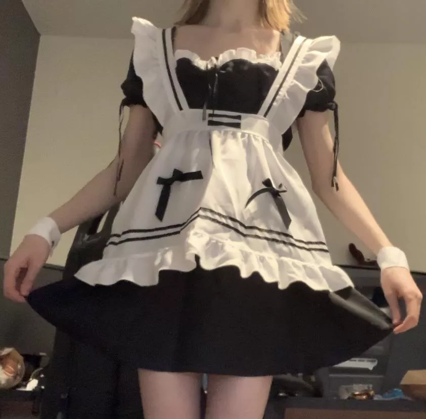 Low quality pic of me in my new maid dress, Iâ€™ll take better ones soon