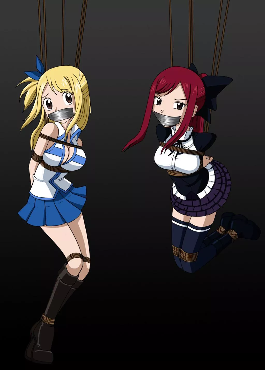 Lucy and Erza all tied up