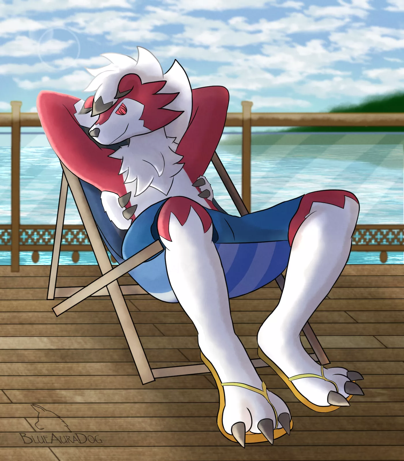 Lycanroc Lagoon (art by me, @BlueAuraDog)