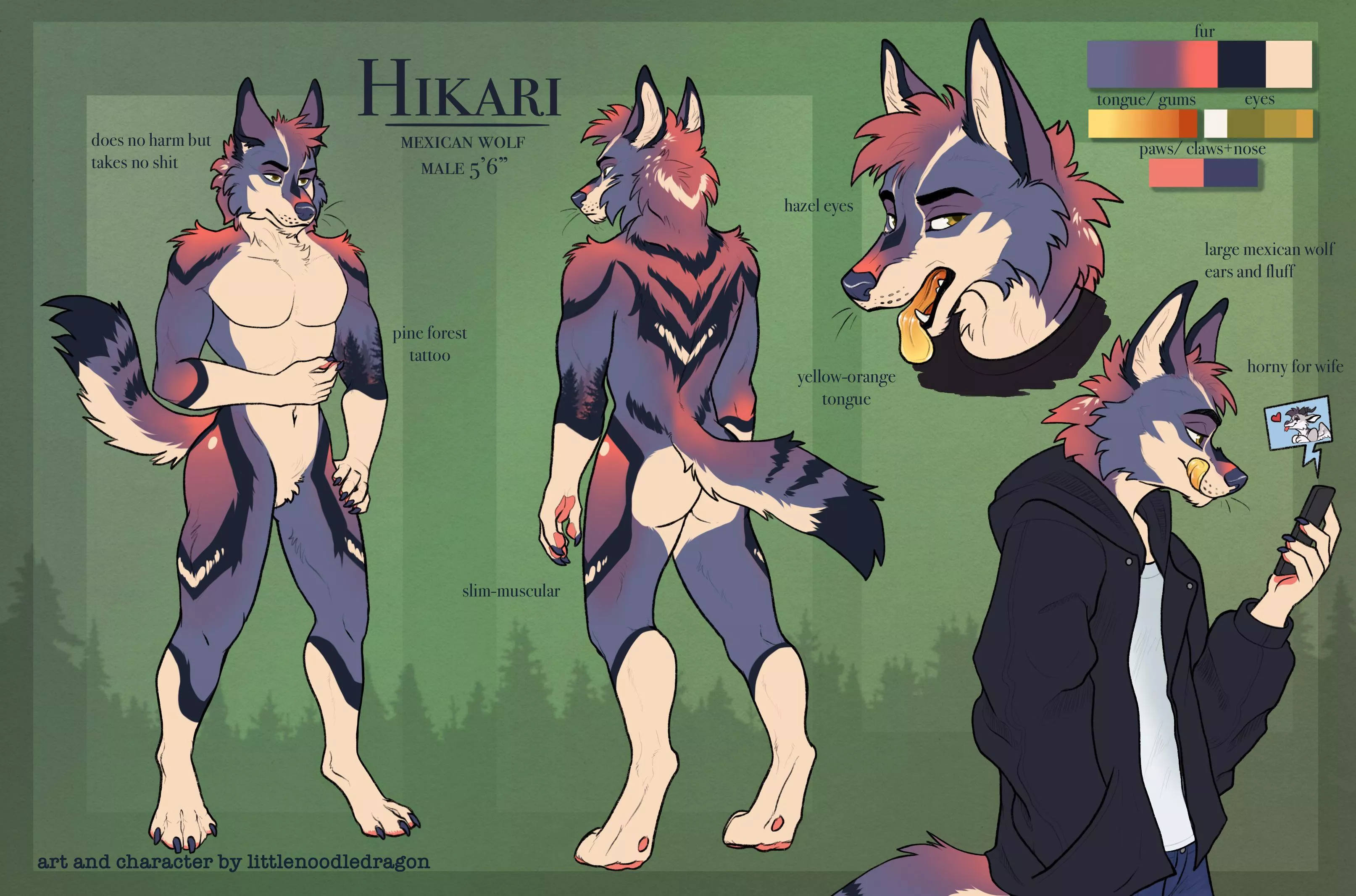 Made my husbands OC a fresh ref! [art by me]