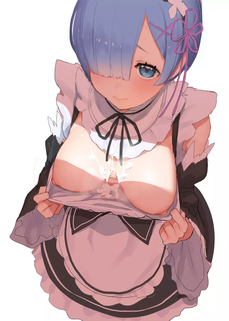 Making a mess on rem's boobs