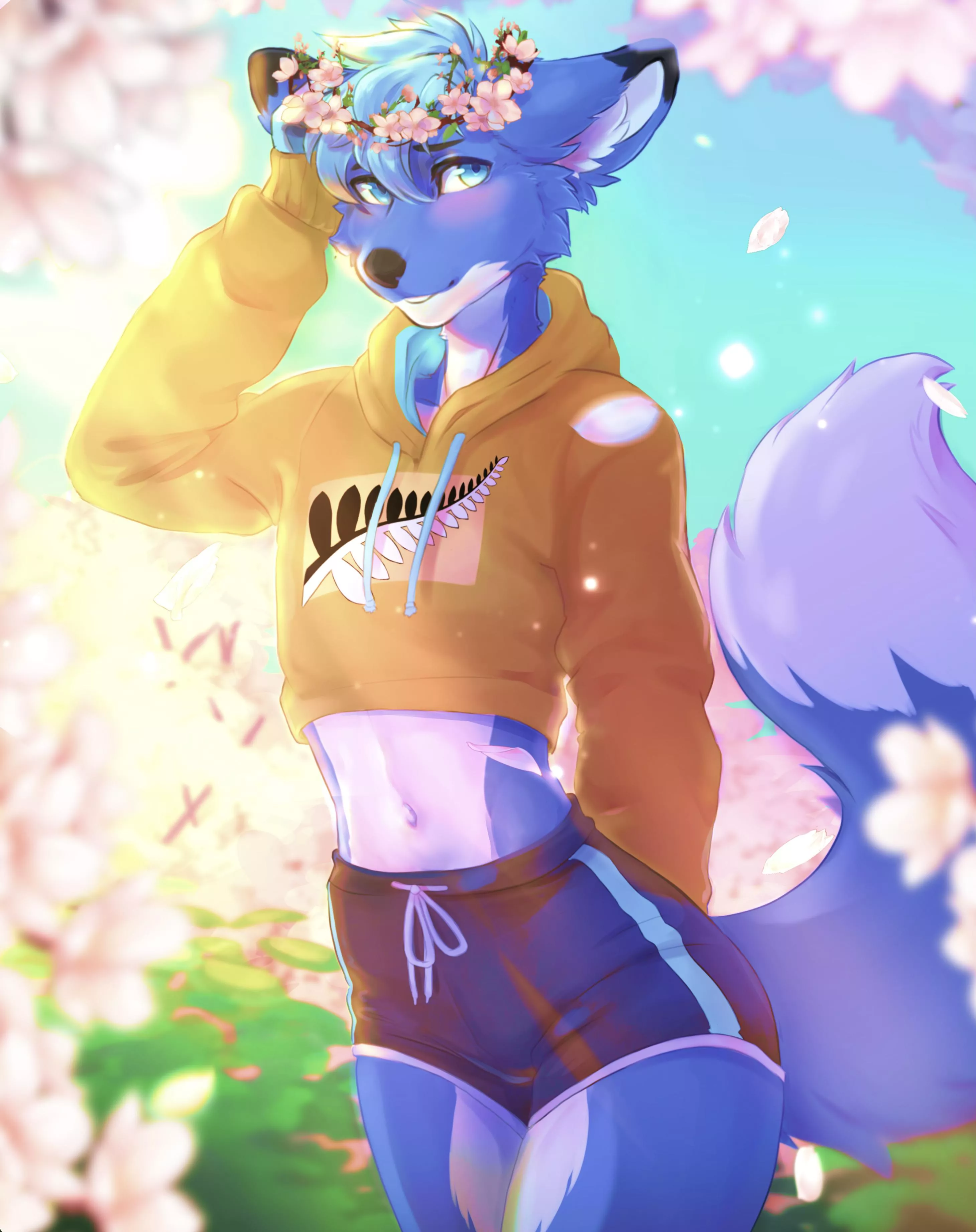 making flower crowns (art by me @september_foxx on twt)