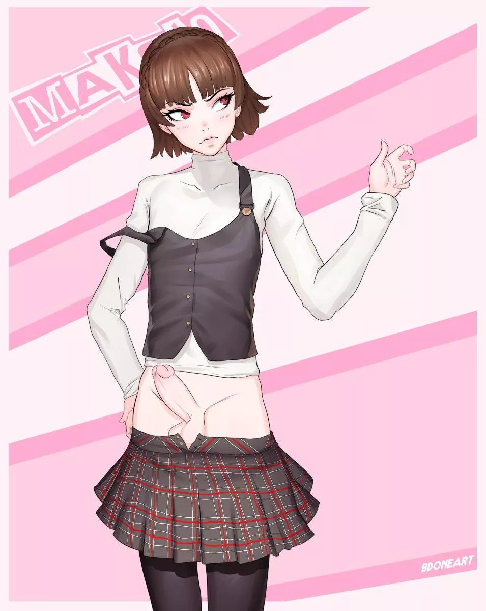 Makotoâ€™s skirt couldnâ€™t hide her dick