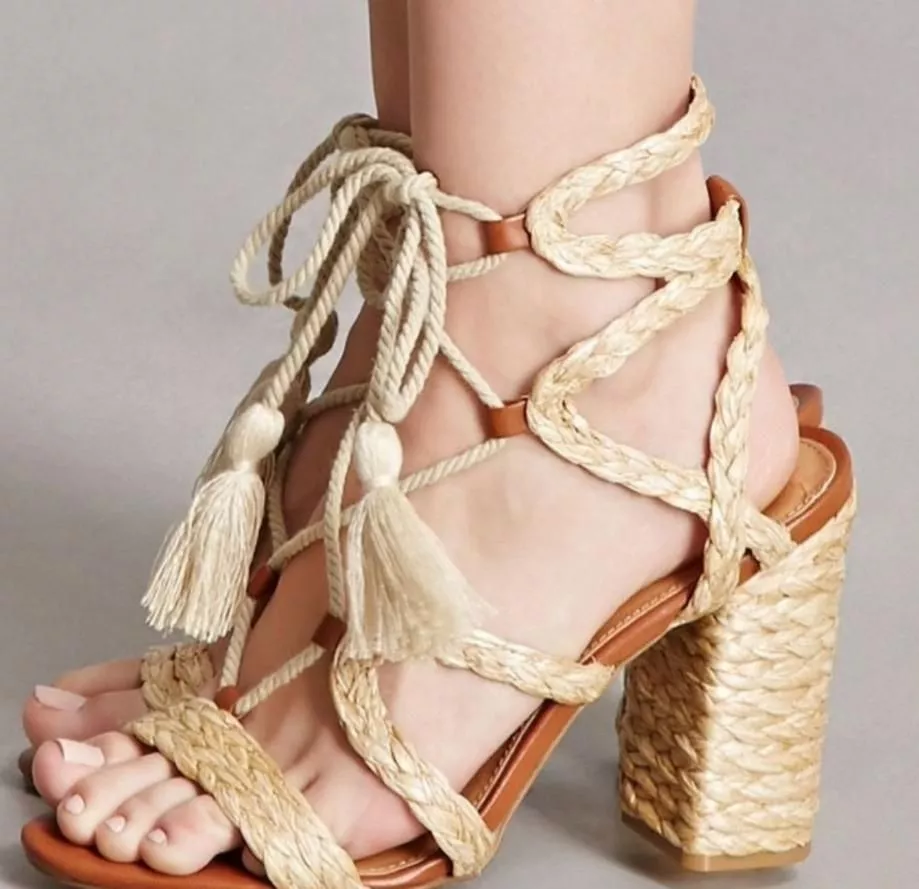 Manila hemp block heels