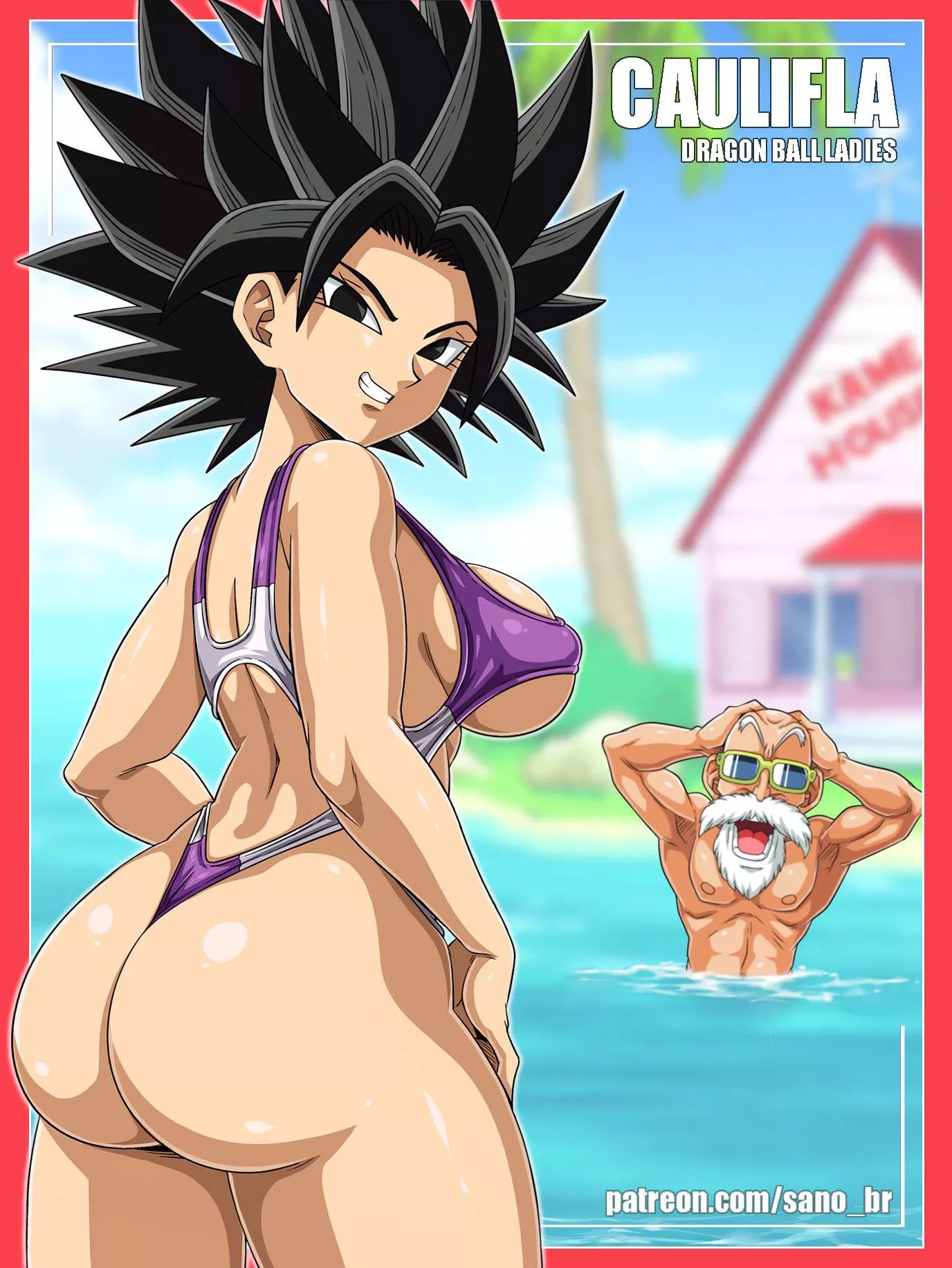 Master Roshi and Caulifla SEX ANNIVERSARY Roshi is going fuck Caulifla again in the beach