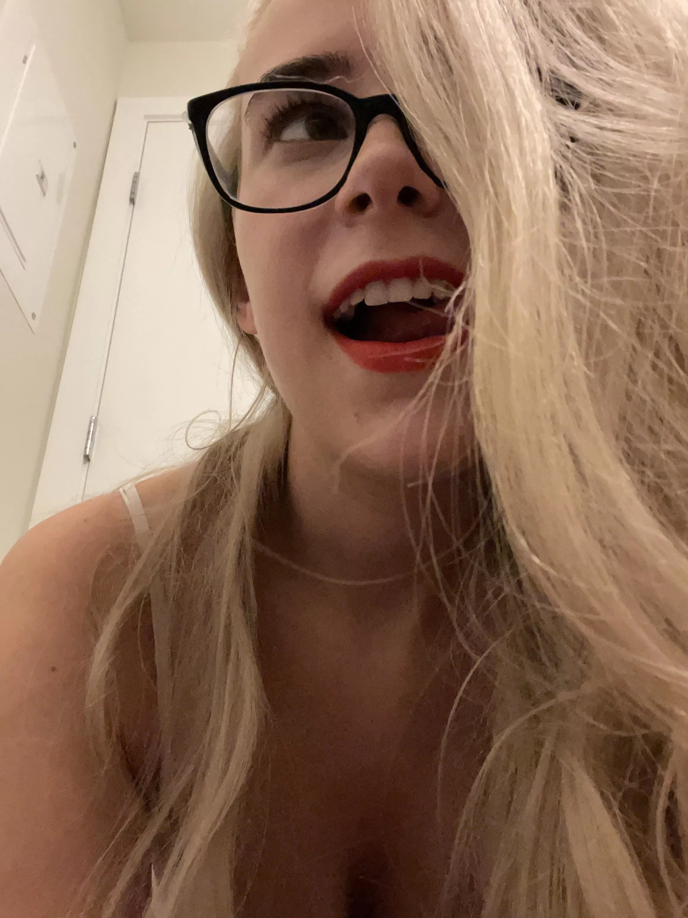 Me 21F being silly w glasses and red lipstick. Do you like it?