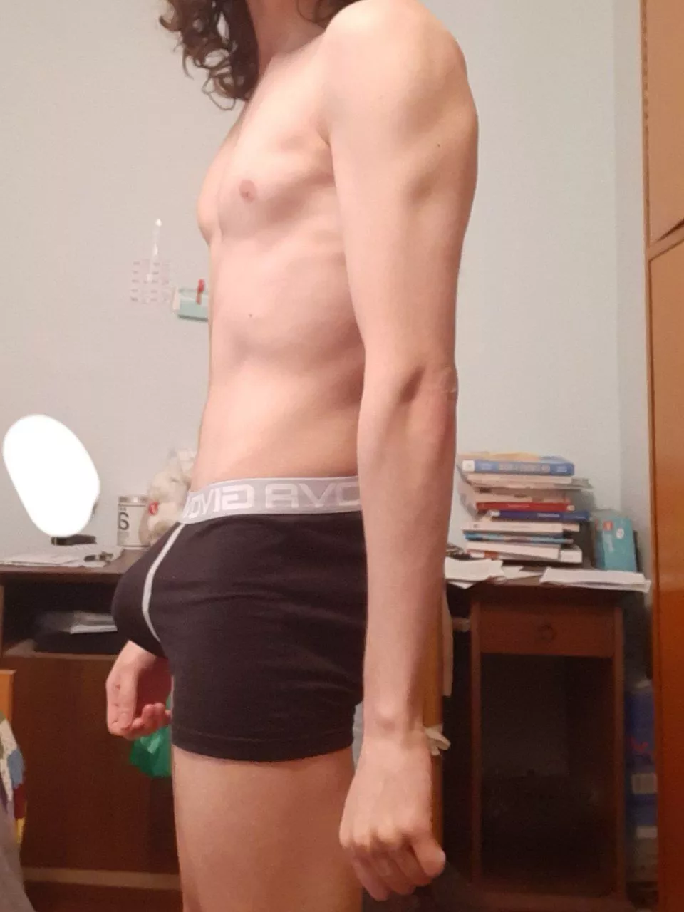 Me trying to do some poses tho show off my first results qnd then I see my soft bulge lol