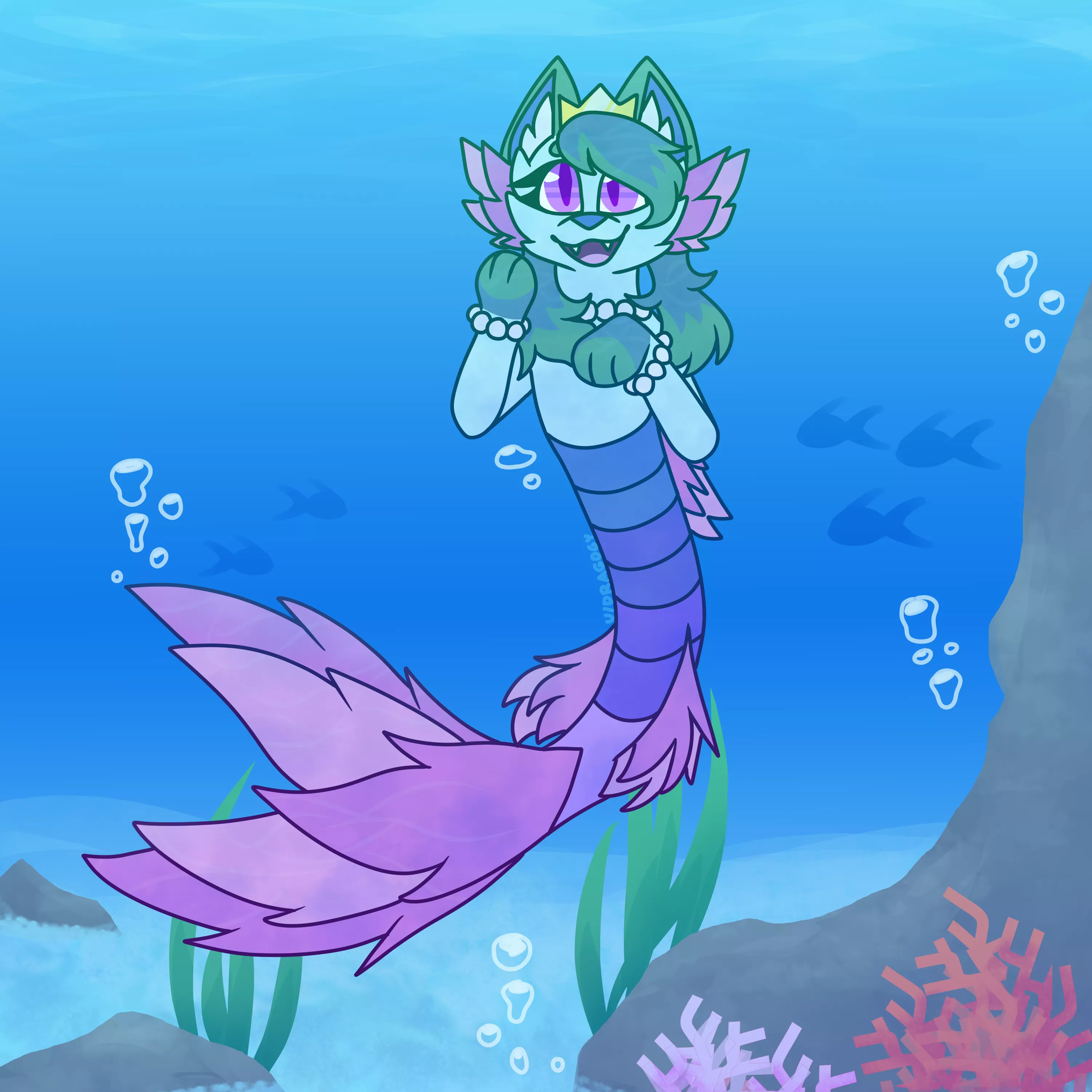 mermaid kitty - art by me