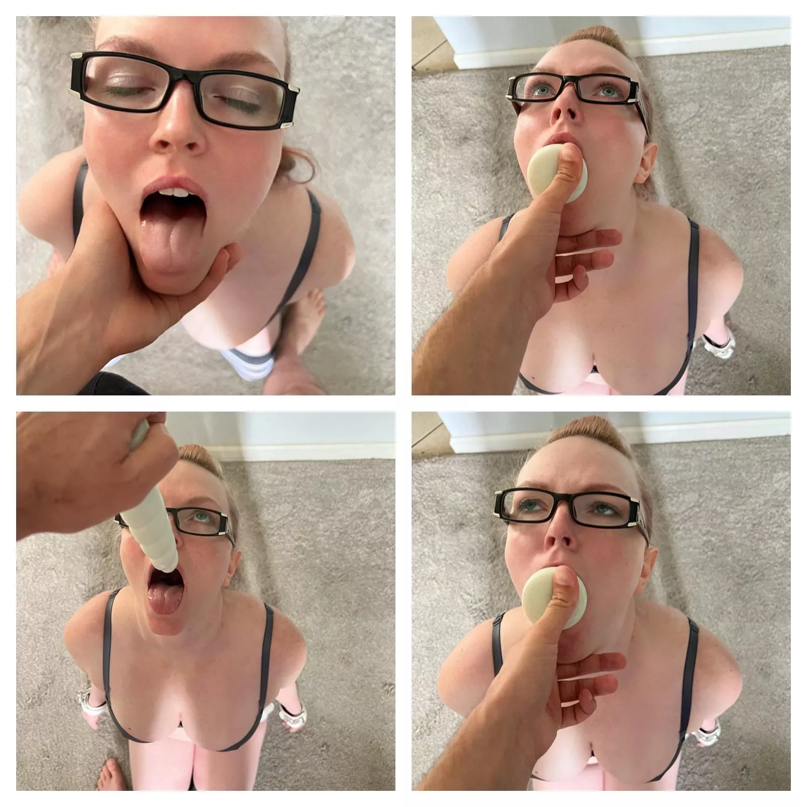 mini mystic in soft to start my deepthroat training 🙂. I love the determination in my face you can see in the bottom right 🥰.