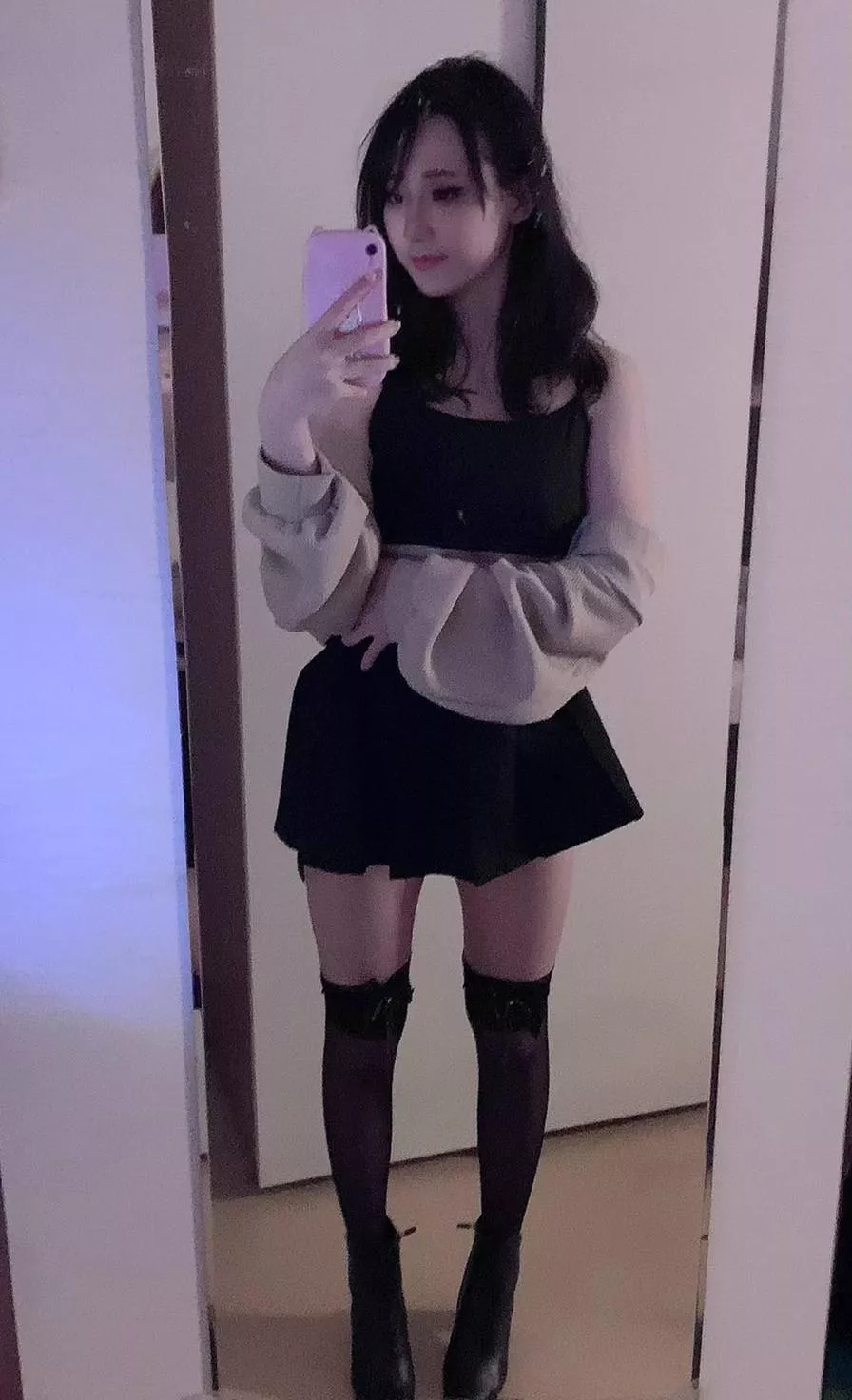 Miniskirt and thigh highs