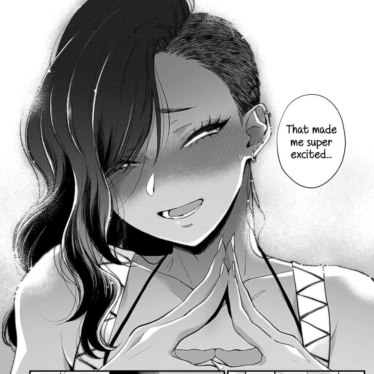 Mono: Gyaru, Dark Skin, Big Grin, Undercut, Big Breasts, Apron, That made me super excited