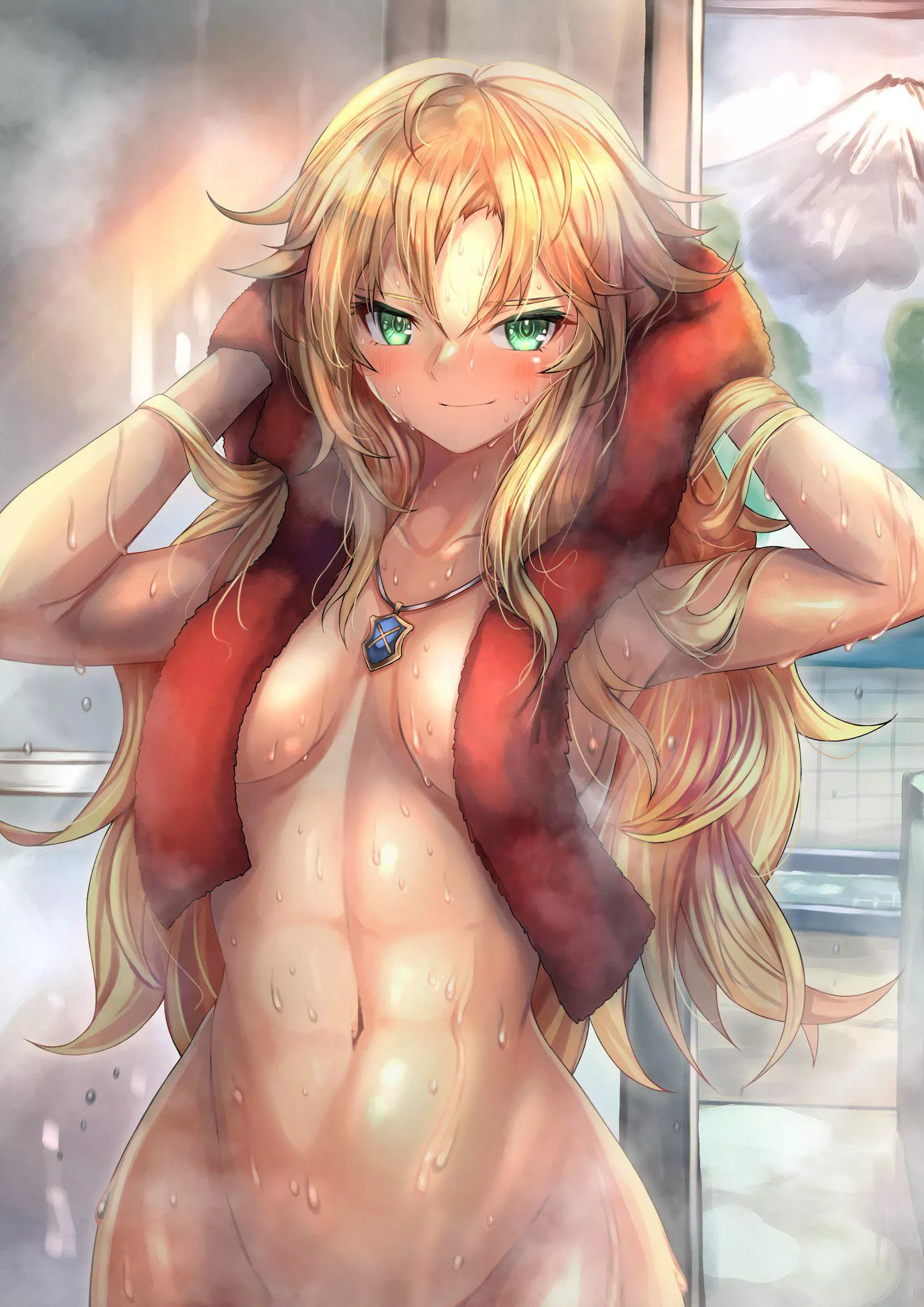 Mordred finished taking a bath