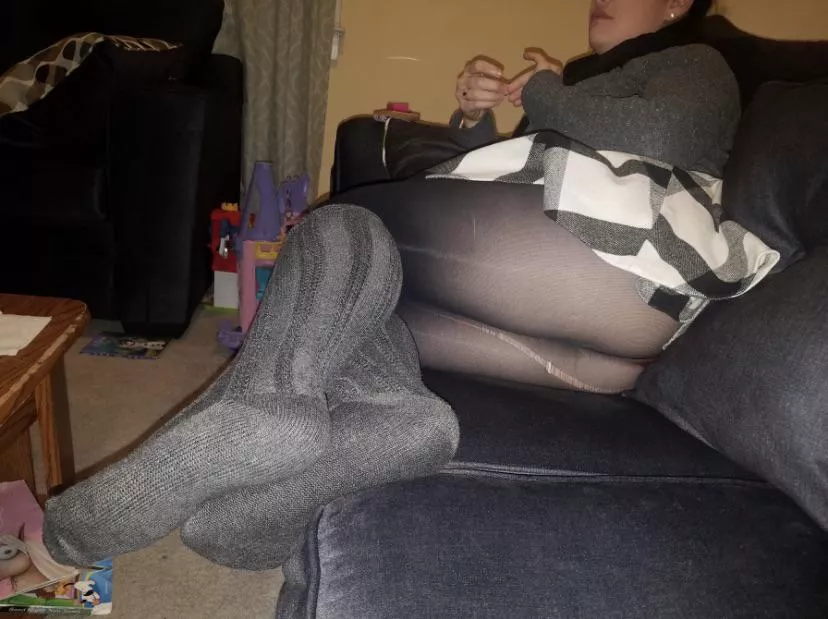 More of my wife in pantyhose and socks.