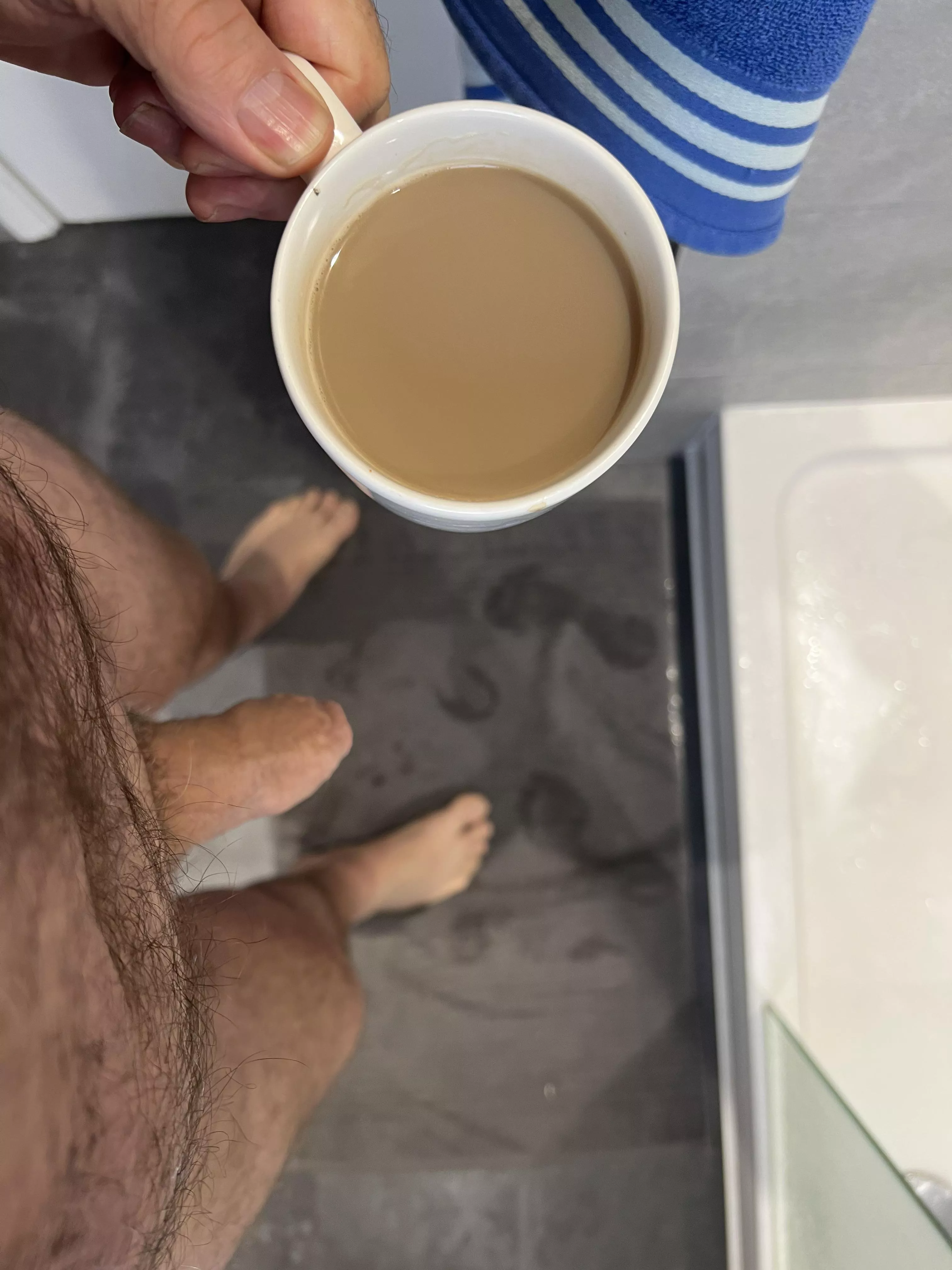 Morning showerâ€¦ but first coffee.