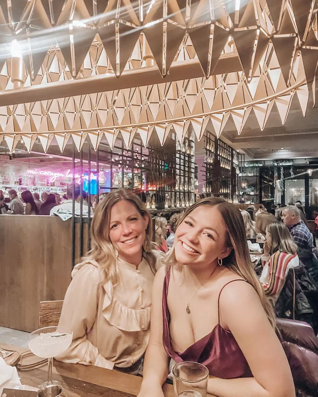 Mother Daughter at restaurant