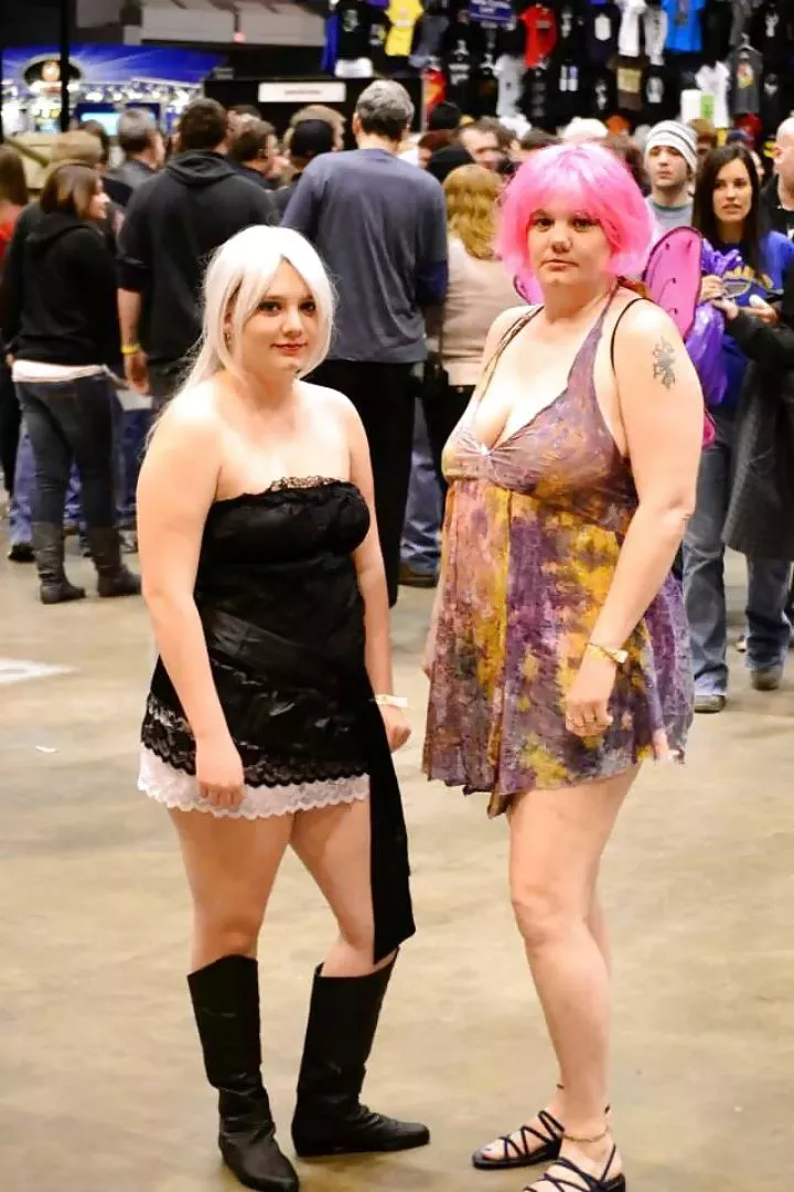 my daughter and I at a comicon. we got alot of nerd dick that weekend lol