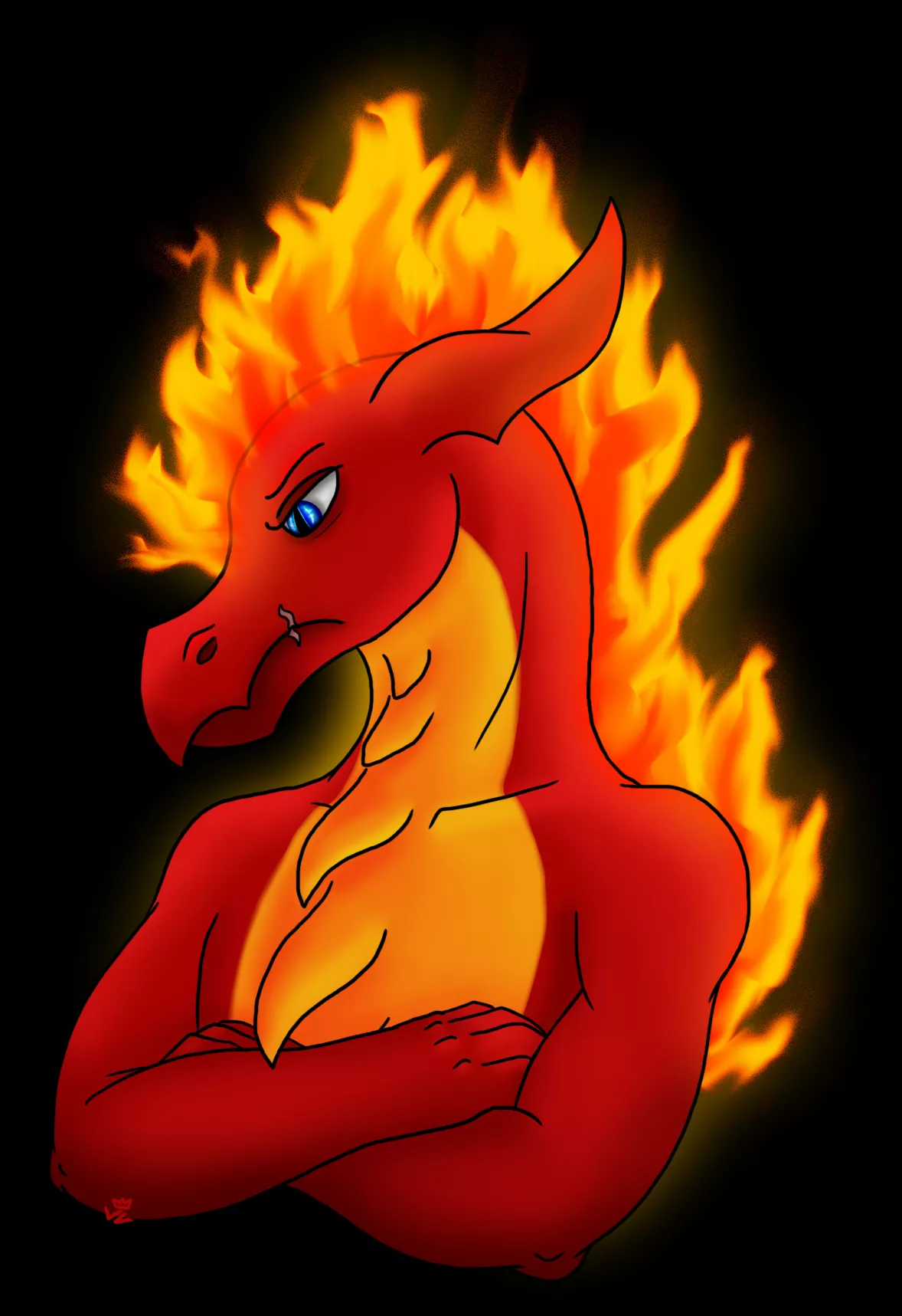 My dear old troubled pyromancer dragon (OC)