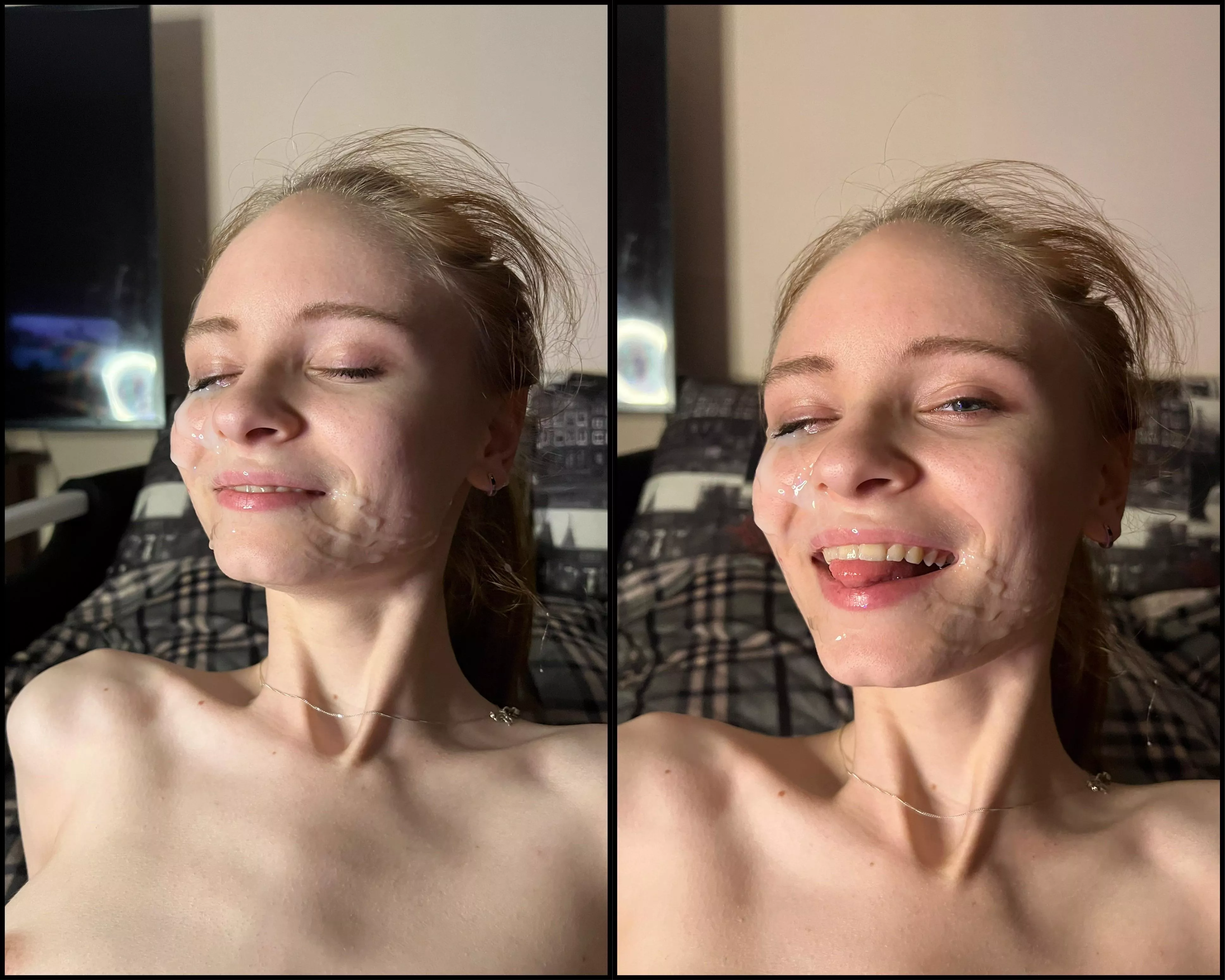 My favourite facial , also there’s the proof that cum on face can make girl happier, and this is good for skin also😅 Only pros no cons🫦