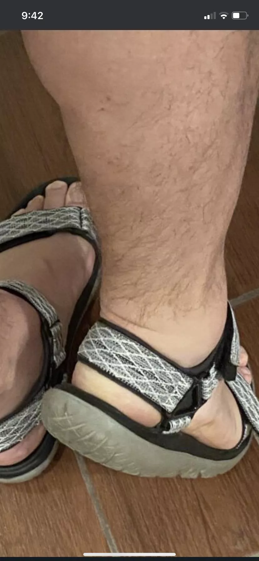 My feet are really tired after a long walk. Are you going to help me take these sandals off? What next?