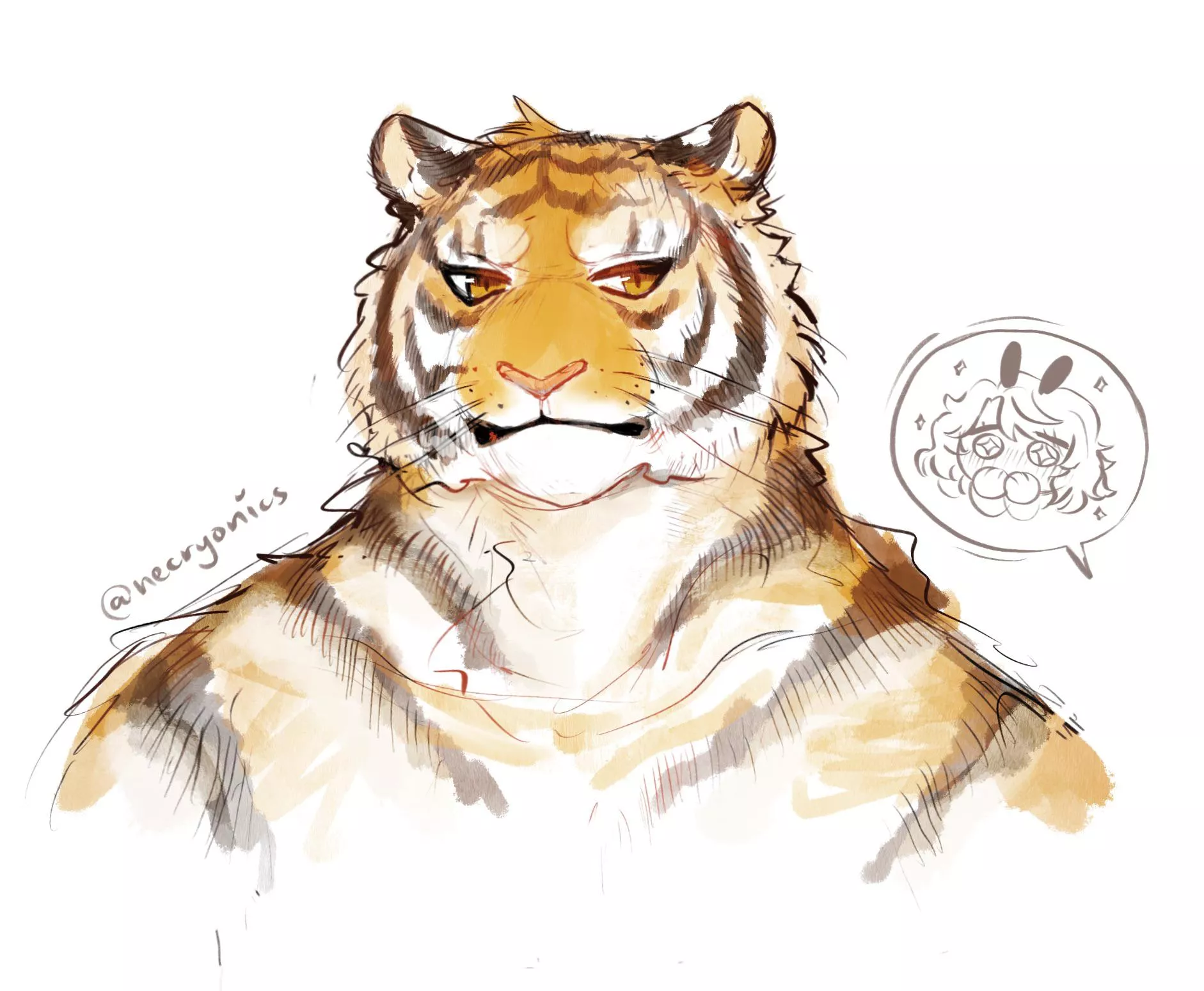 my first attempt at trying to draw a handsome tiger man âœ¨ðŸ‘€