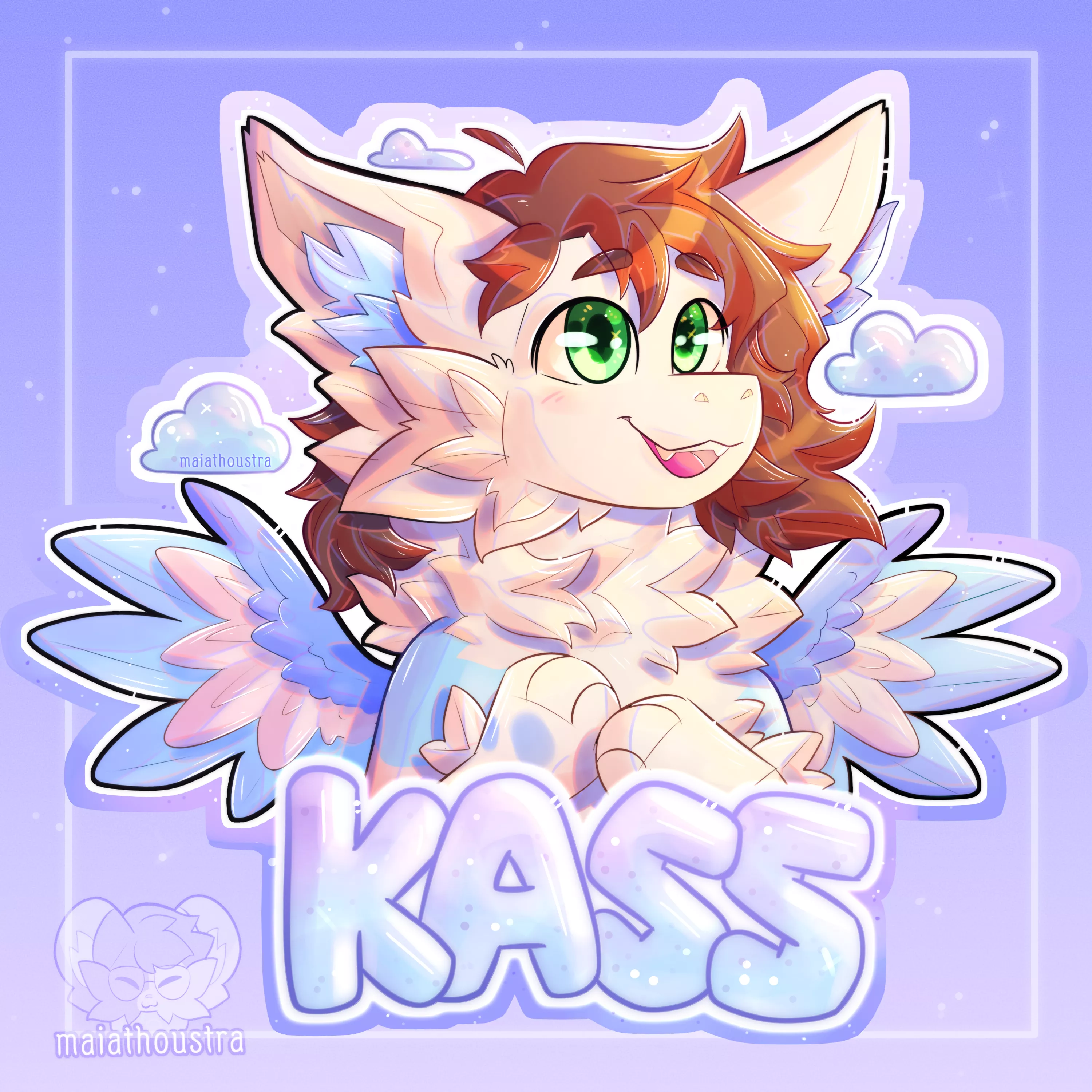 My first badge ~ commission for Kass, art by me @maiathoustra