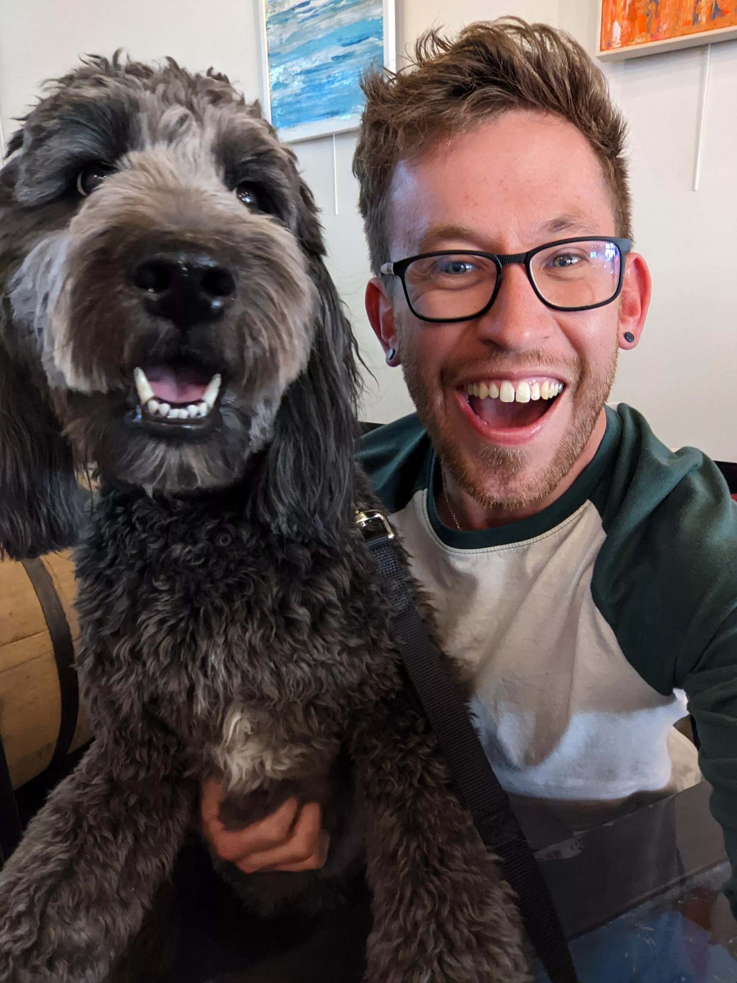 My friend's dog and I smiling together! Cheers!