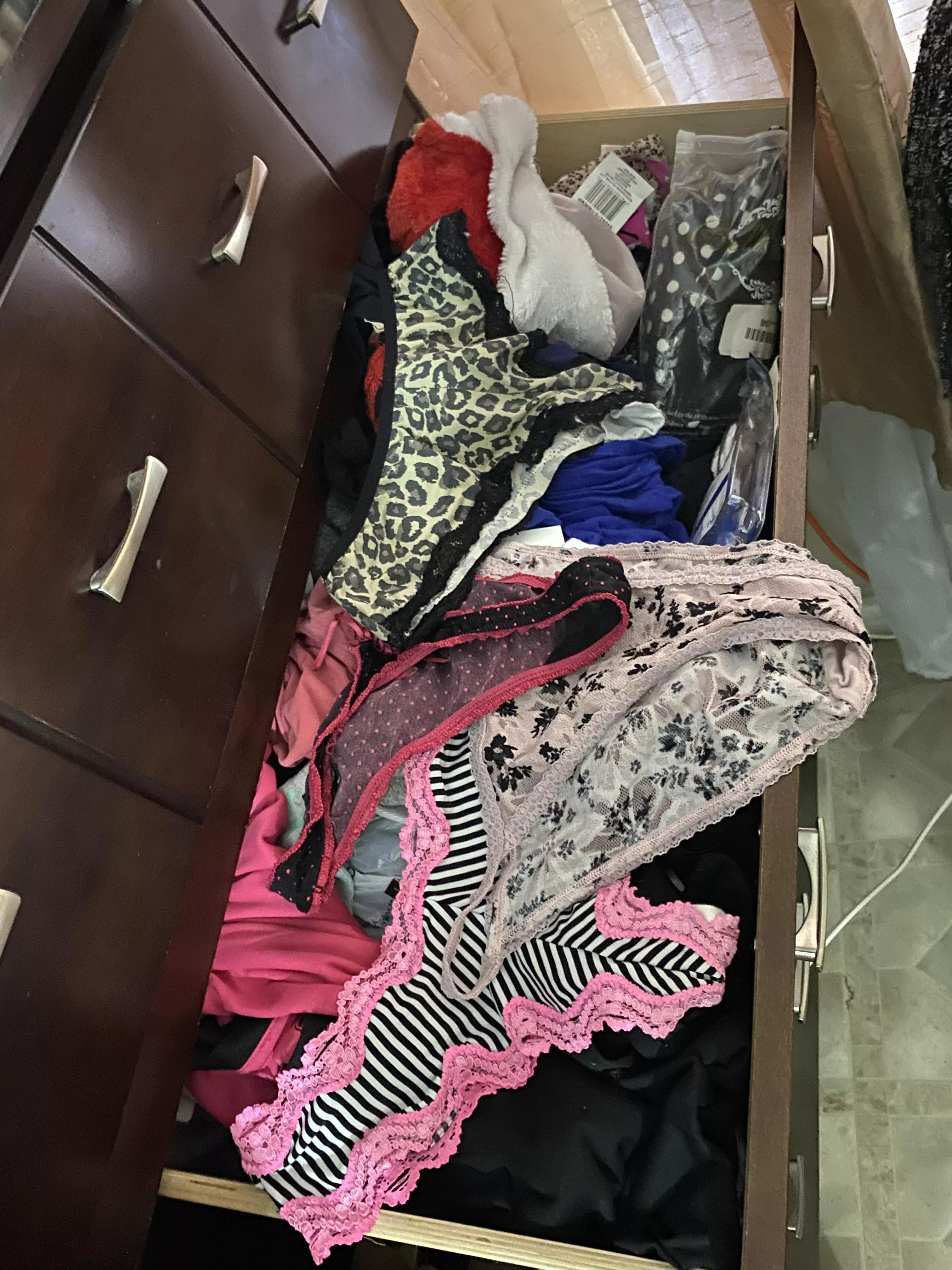 My friend’s moms pant drawer this am .