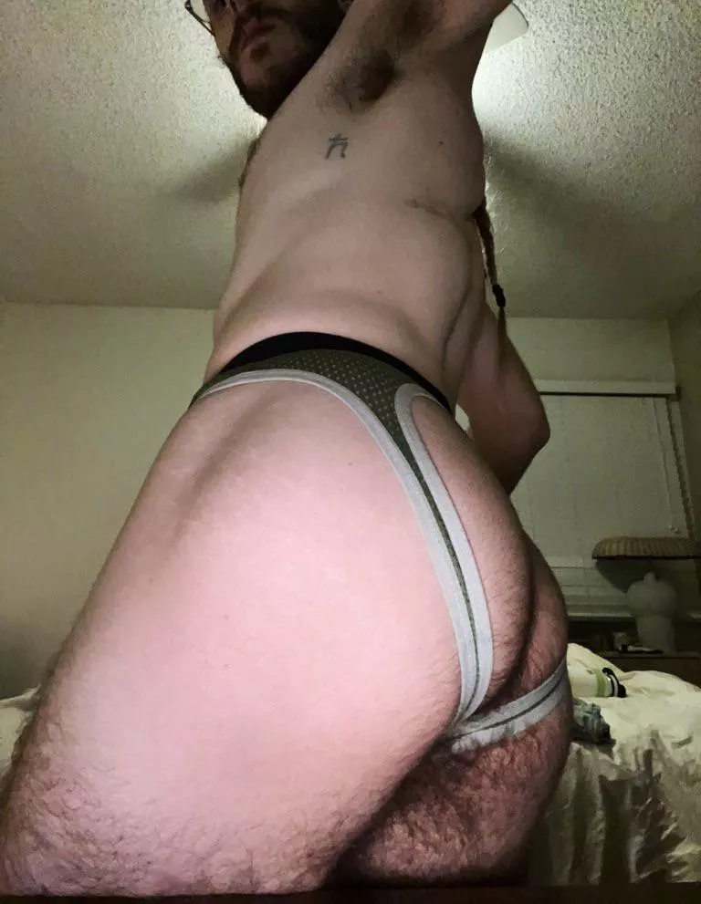 My furry ass in my favorite jockstrap