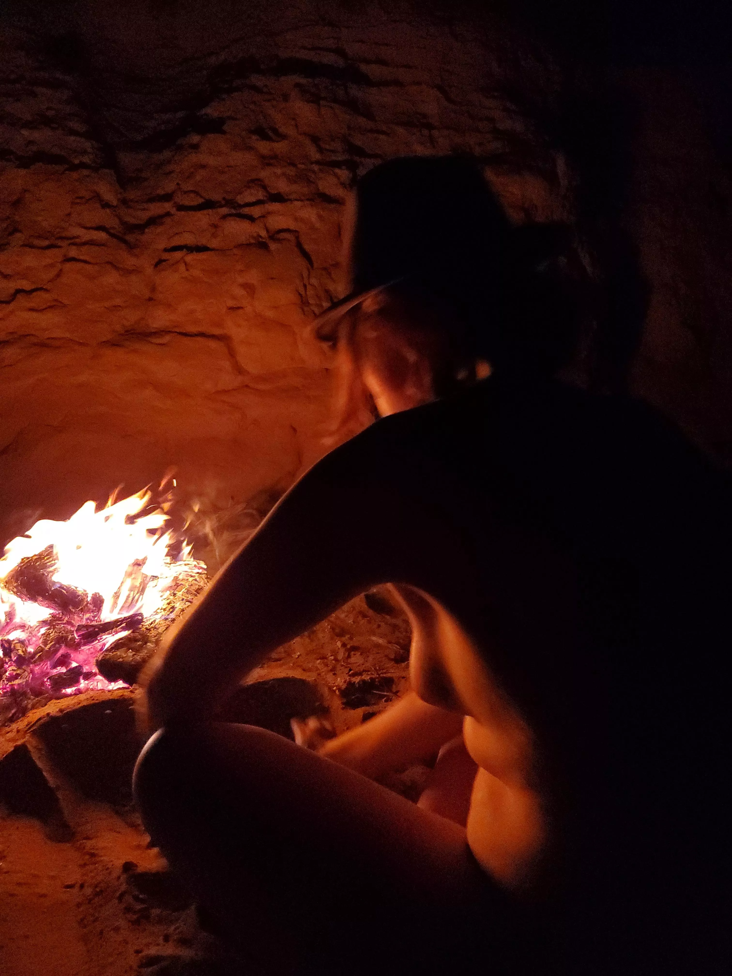 My girlfriend in the firelight