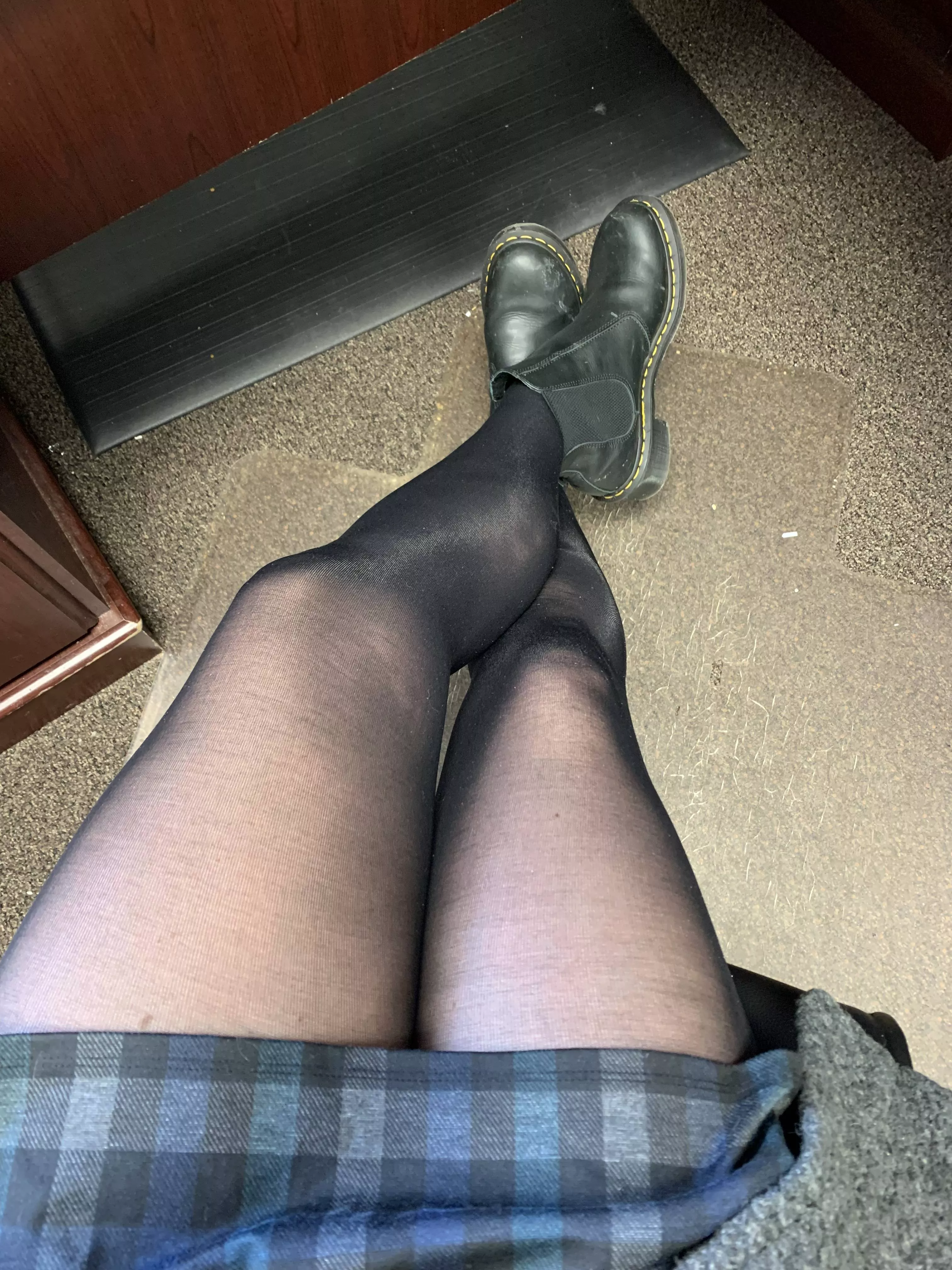 My husband used to BEG me to wear nylons, and his persistence worked. Now I do everyday because I like the feel (and the attention!)