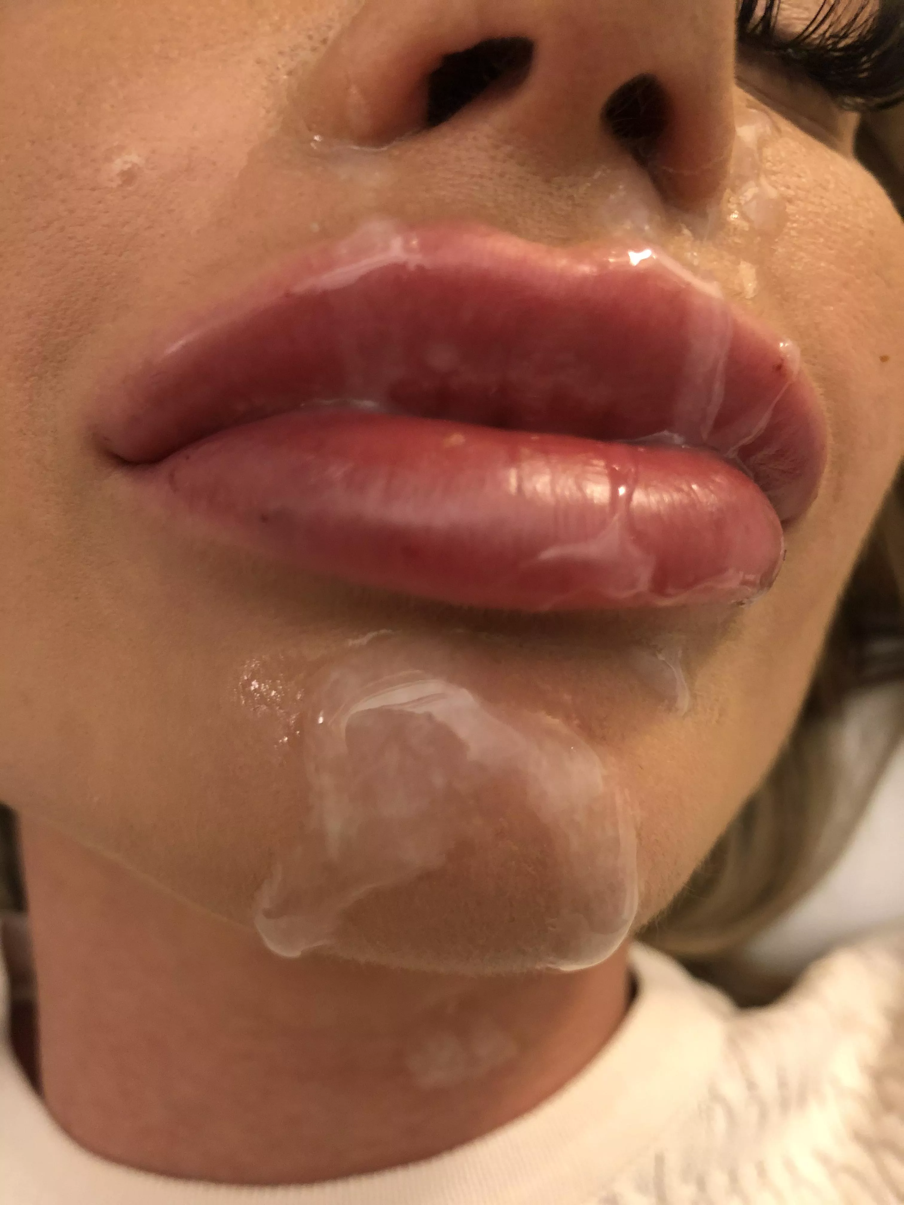 My lips covered in cum x