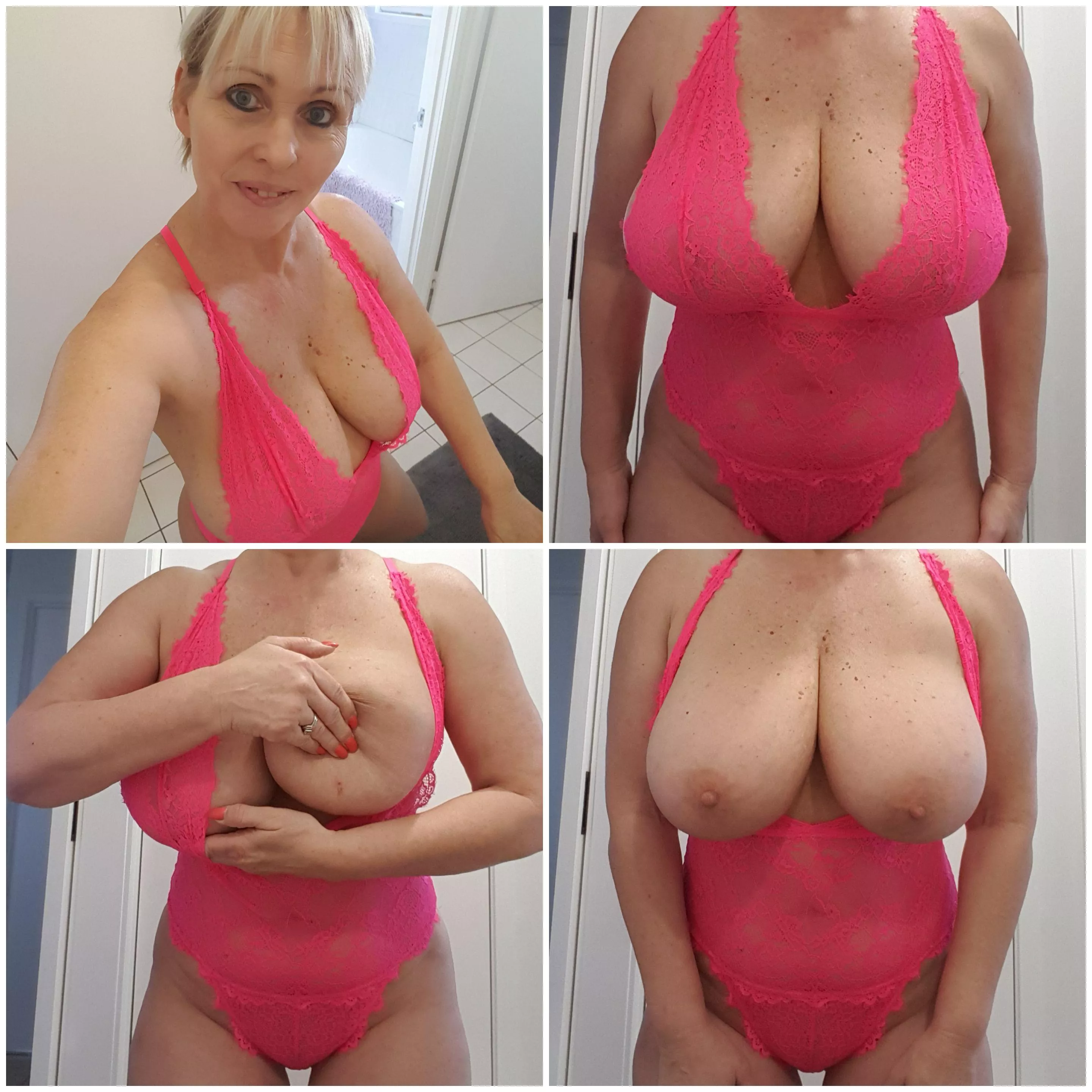 My new fluorescent pink lingerie and of course my boobs collage 💘 xx 57yo (f) (OC) 🇦🇺