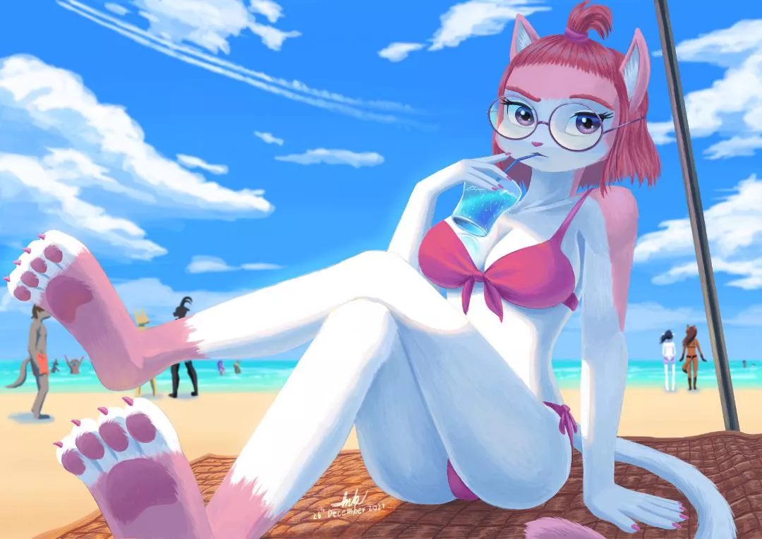 My OC Patty at the beach. (art by me)