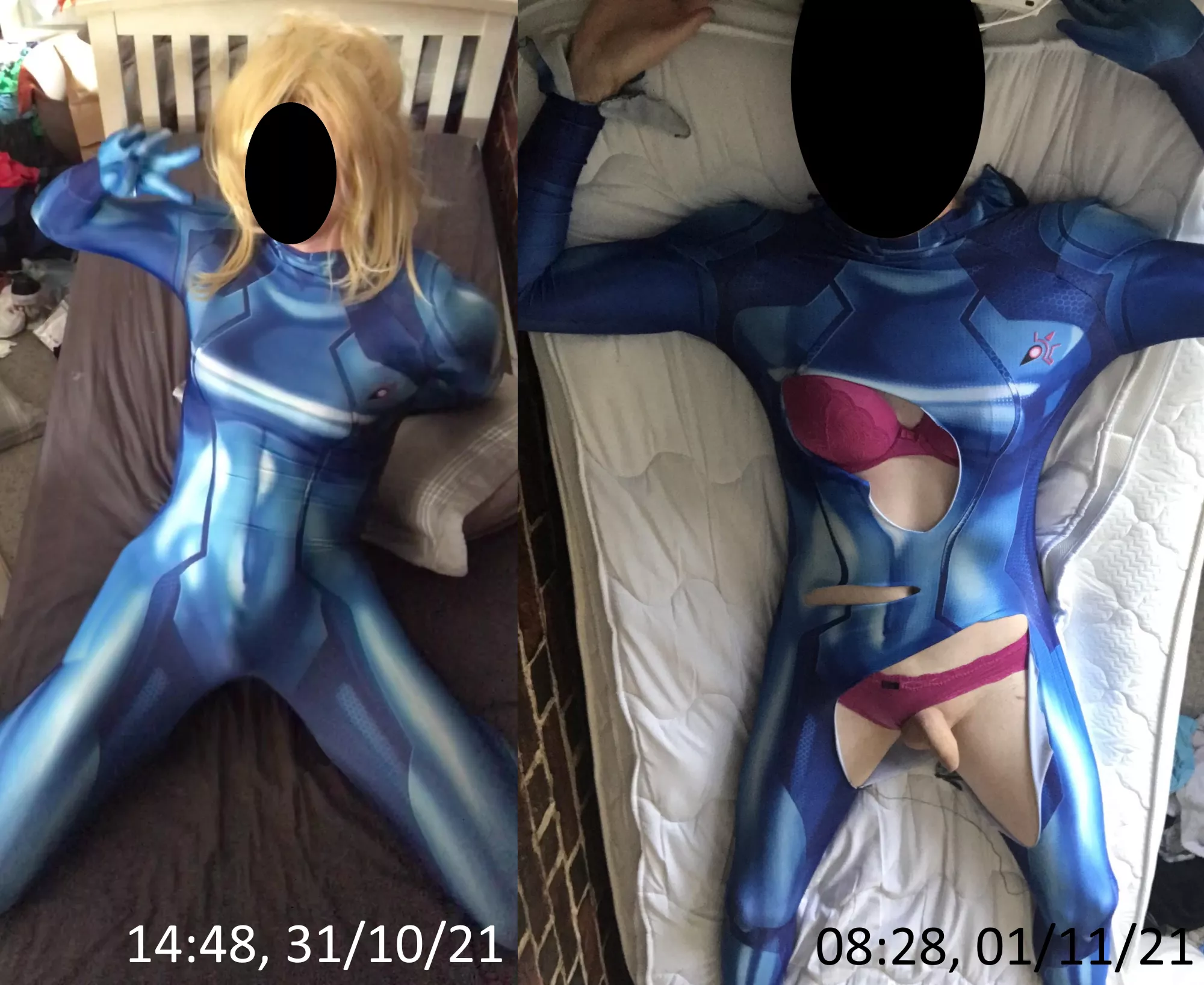 My Samus cosplay, before and after