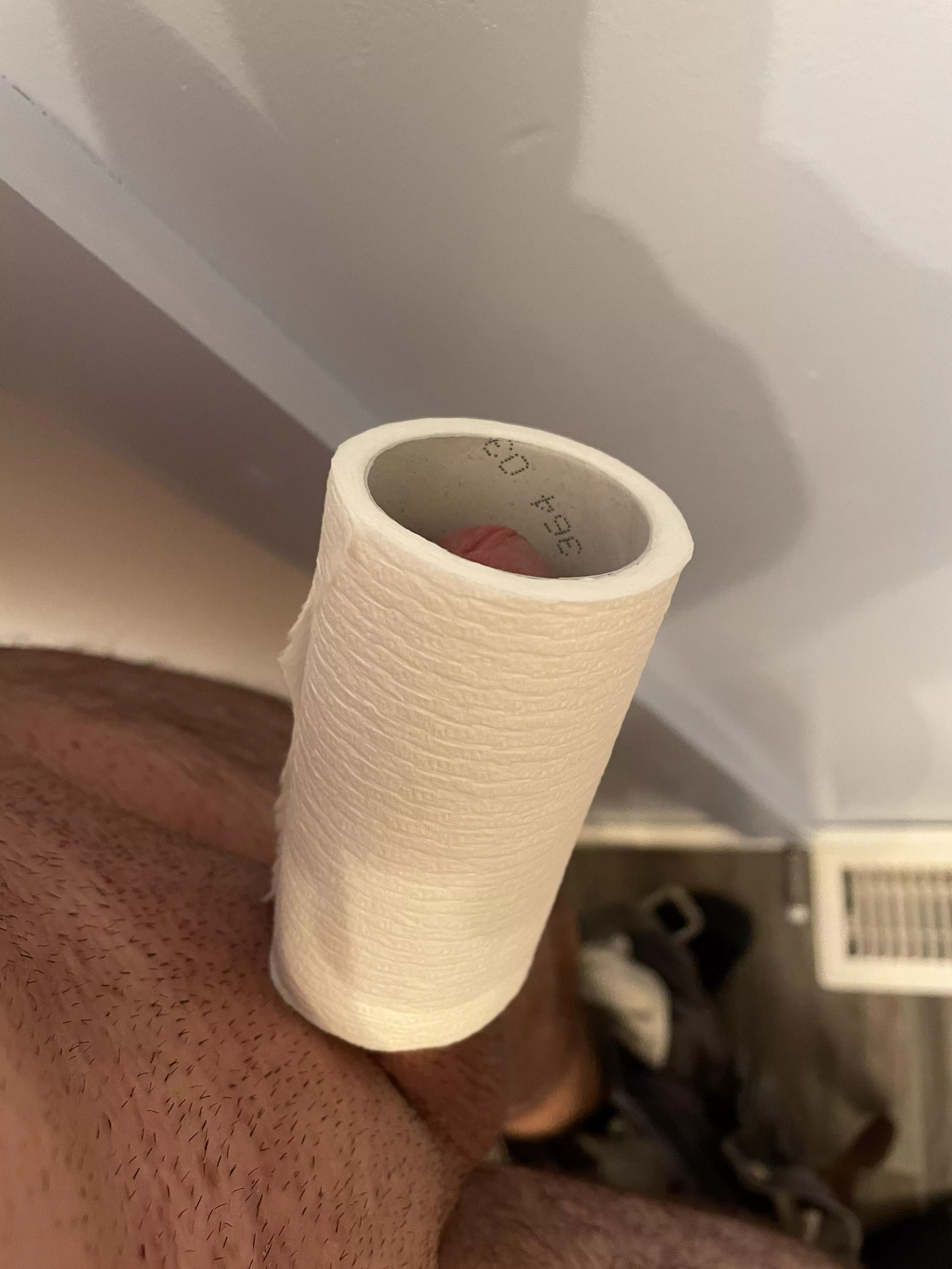 My tiny cock in a toilet paper roll (29)