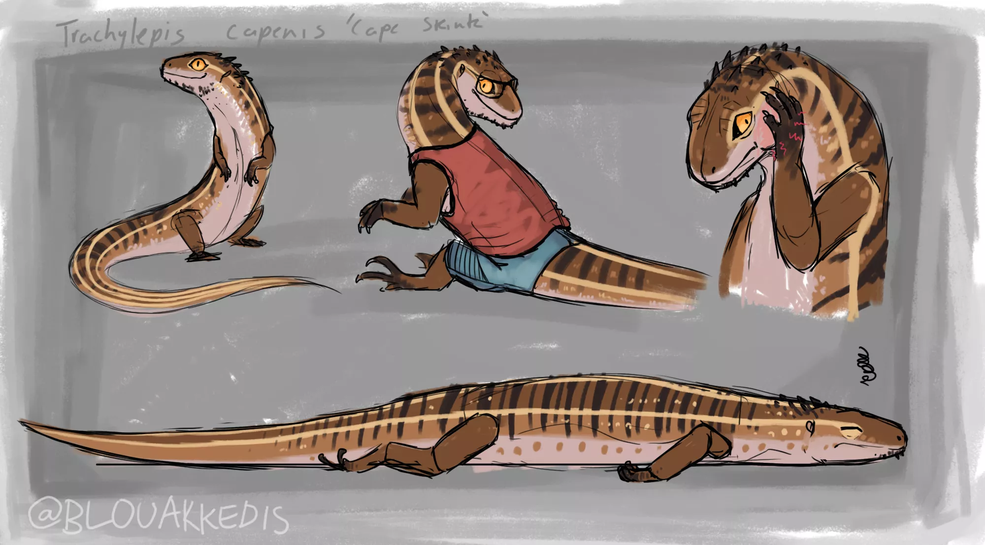 my unnamed skink sona, any suggestions? (art my me)