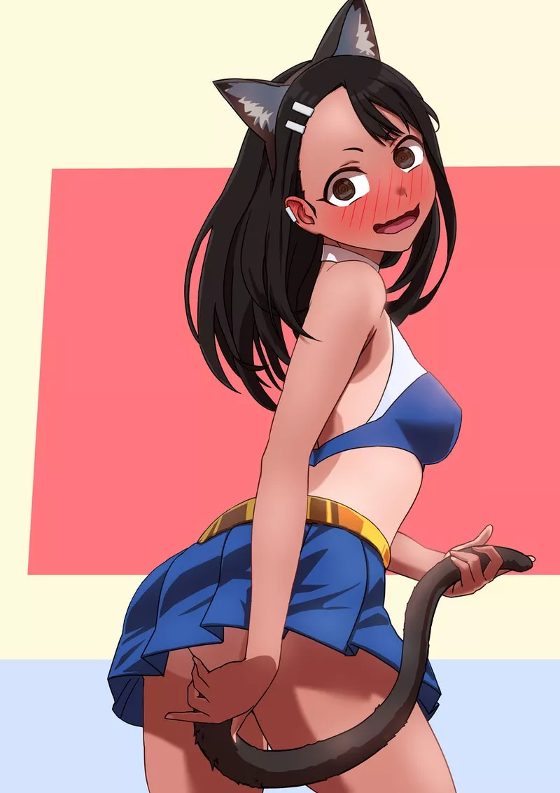 Nagatoro Embarrassed Cat Girl Tail Plugged Cheerleader