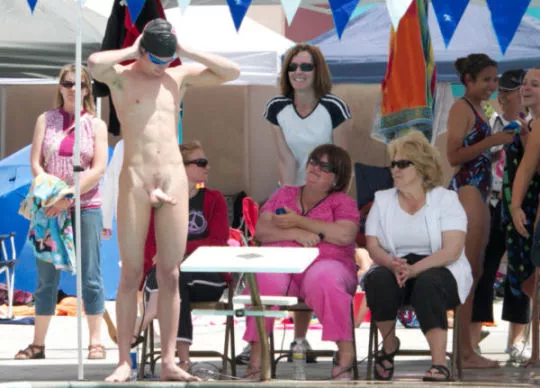 Naked male swimmer