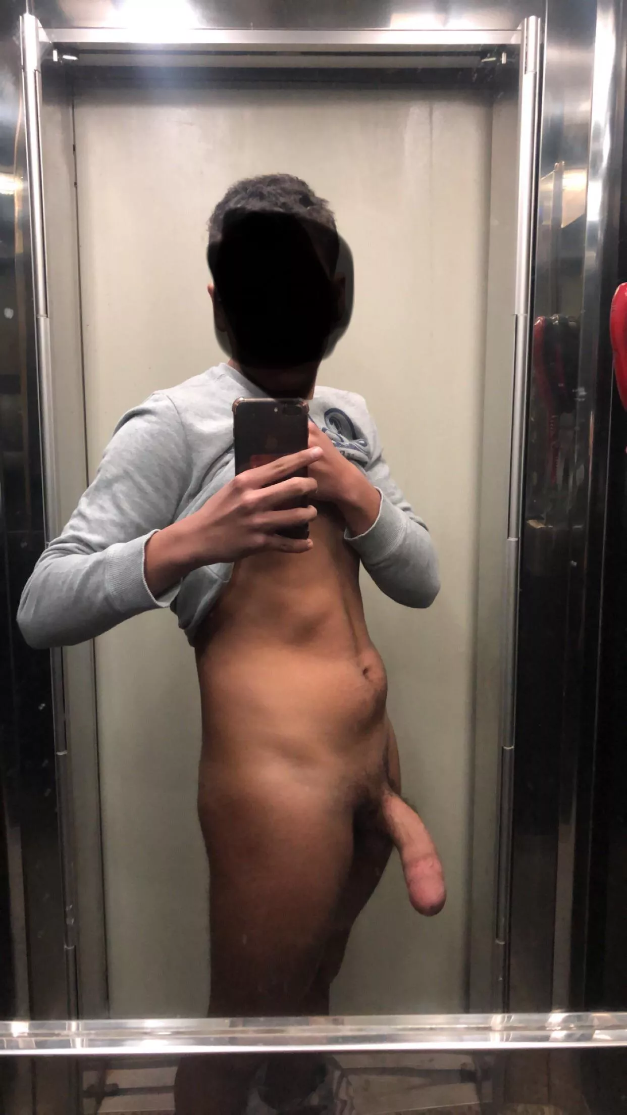 Naked on the elevator