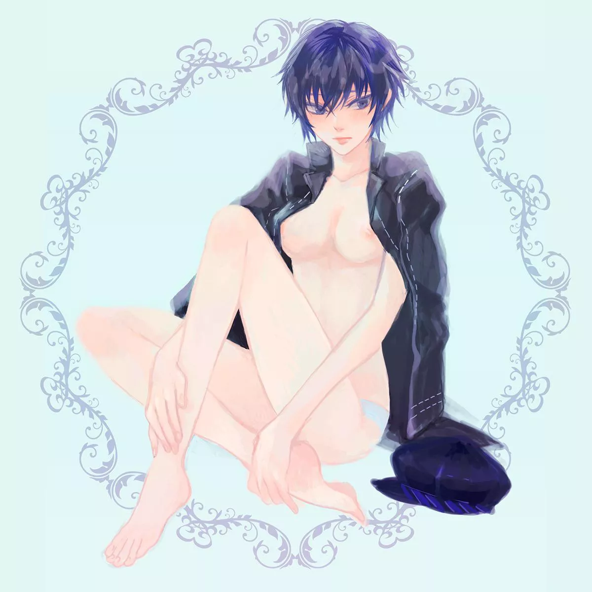 Naoto in just a jacket