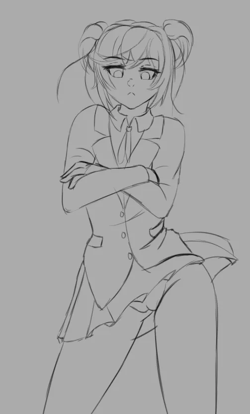 Natsuki Ankha pose sketch [@moca_1atte on Twitter]