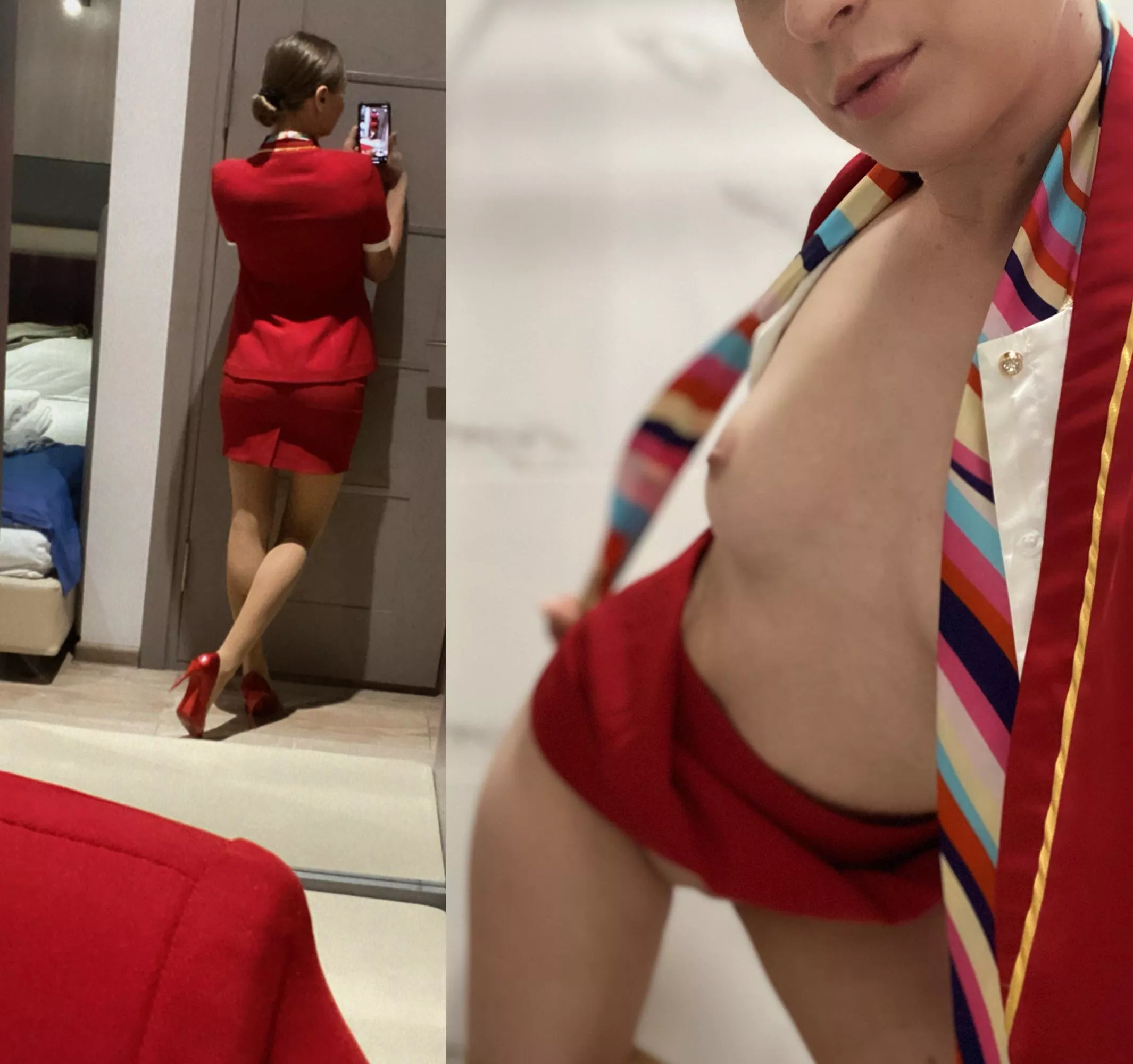 Naughty flight attendant at layover