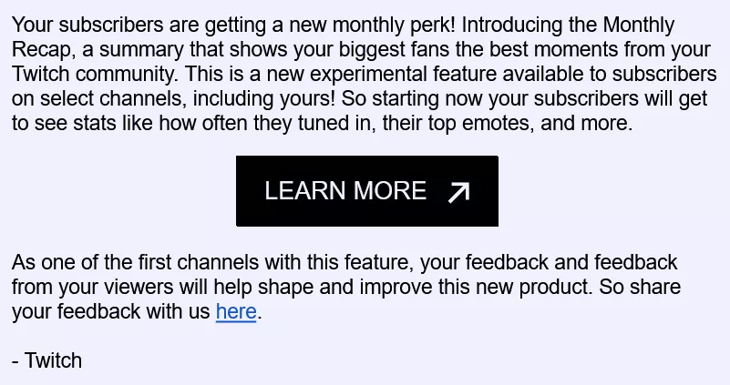 New feature being tested: Monthly Recaps for subscribers